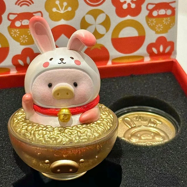 2023 Lulu Pig Gold Bowl Bunny Year Action Figure Rabbit Piggy