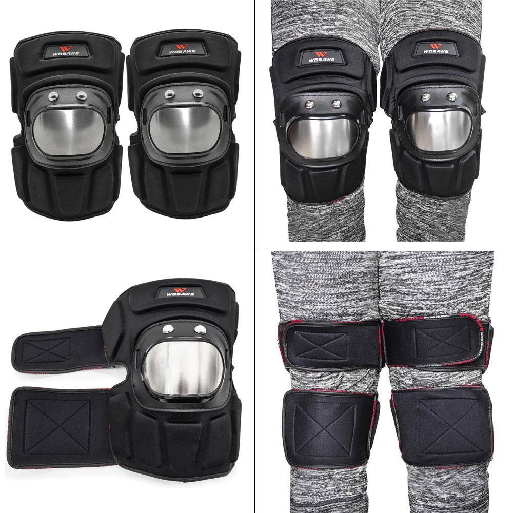 Sport Motorcycle Racing Knee Guard Pad  Metal  Coverage Black