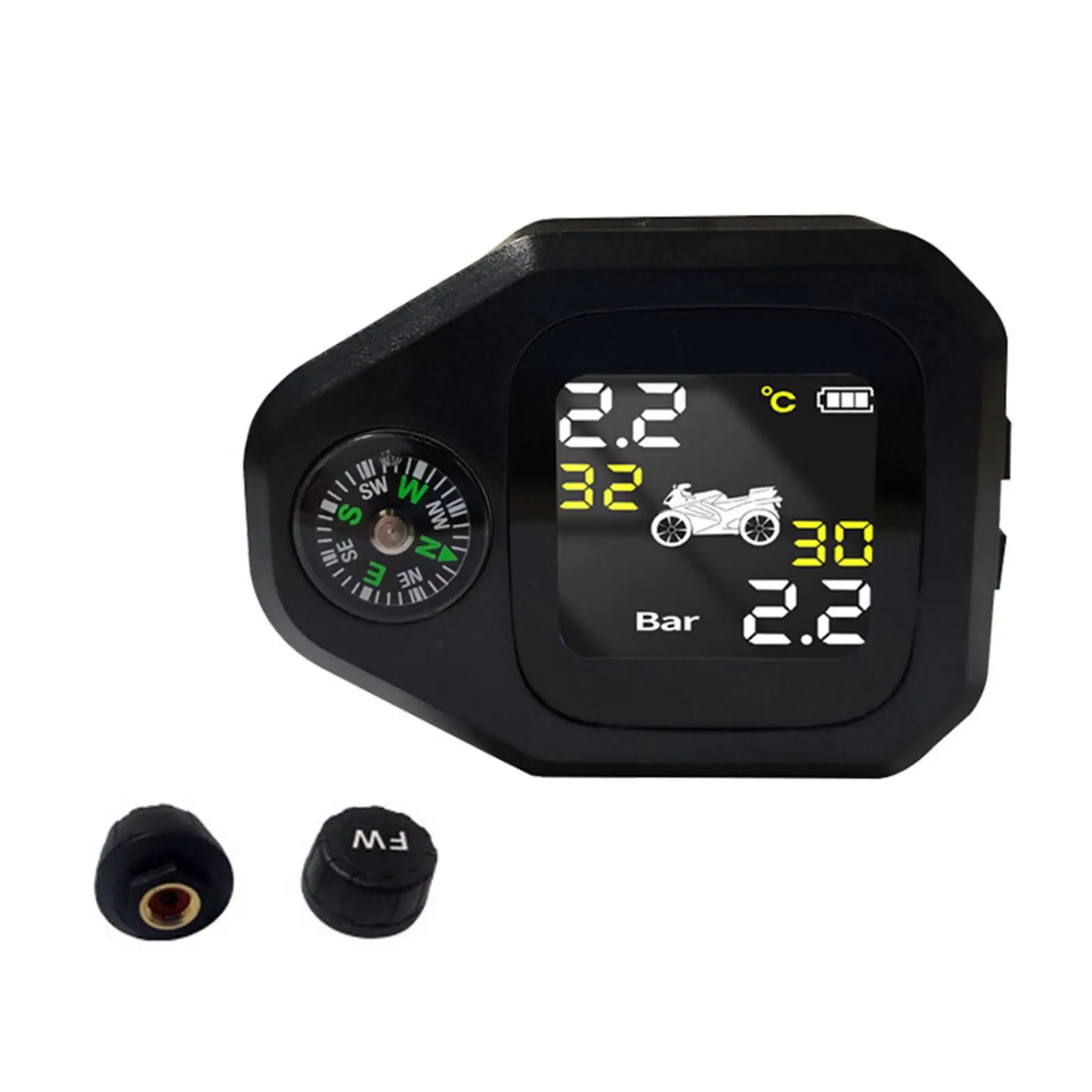 Waterproof  Motor  Tire Pressure  System Large LCD  Installation and Setup for Motorcycle Riding 