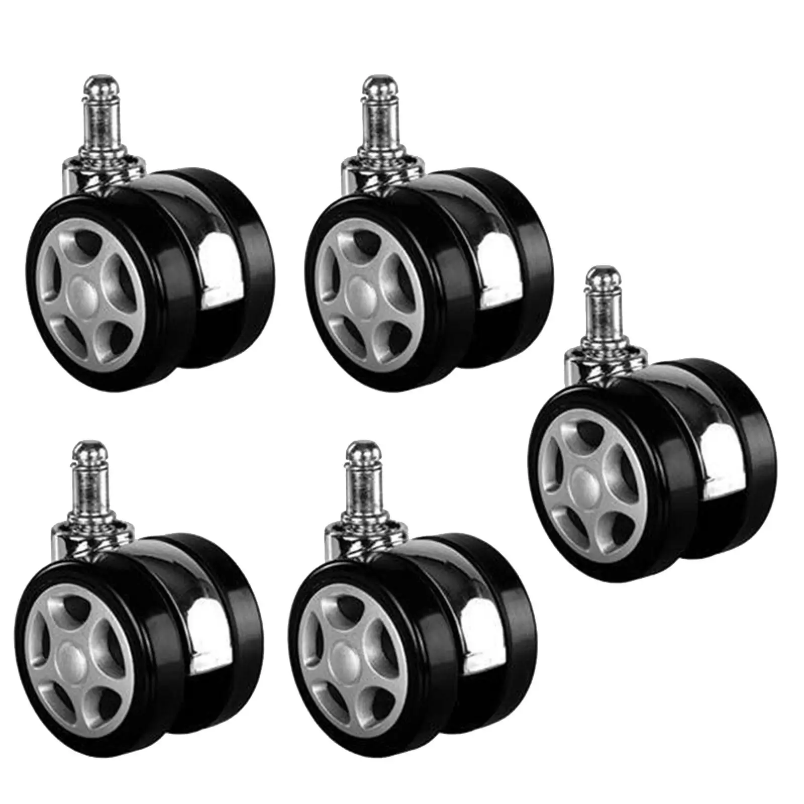 5x Office Chair Wheels Noise Free Universal Wear Resistant Accessories Smooth Gliding Mute 2 inch for Carpet Hardwood Floor