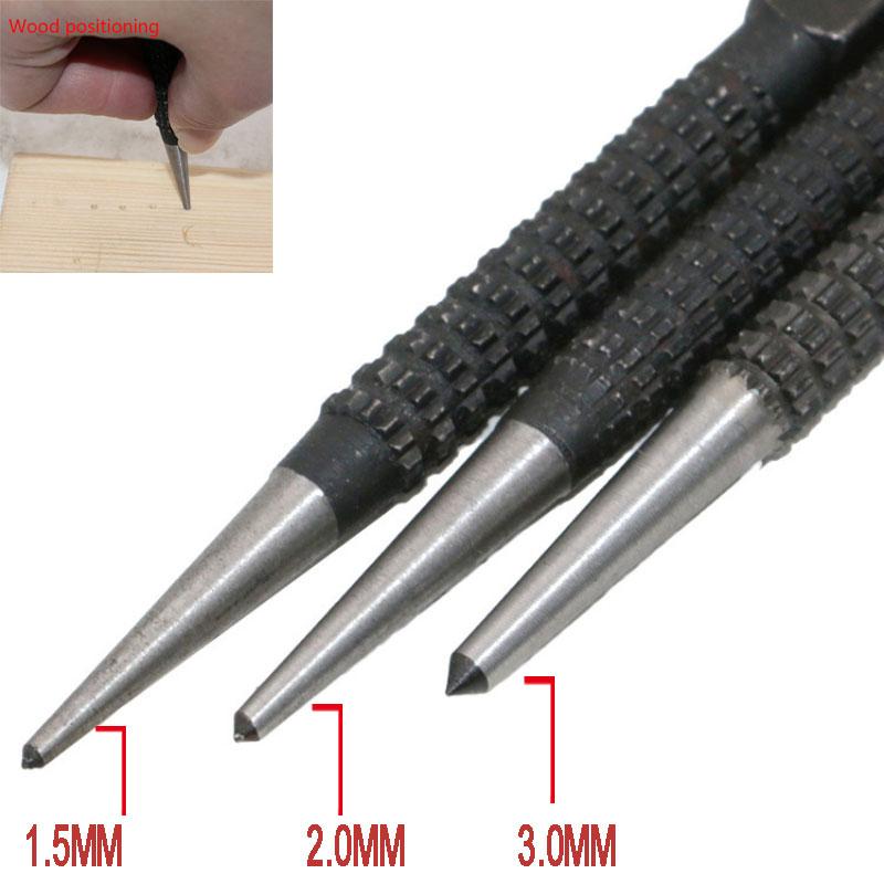 3-teiliges rutschfestes Körner-Stiftstanzer-Set, Körner aus Kohlenstoffstahl für Bohrwerkzeug aus legiertem Stahl, Metall und Holz – Detail 3