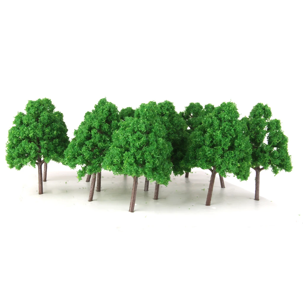 25pcs Model Trees Green Miniature Trees for Model Railway 