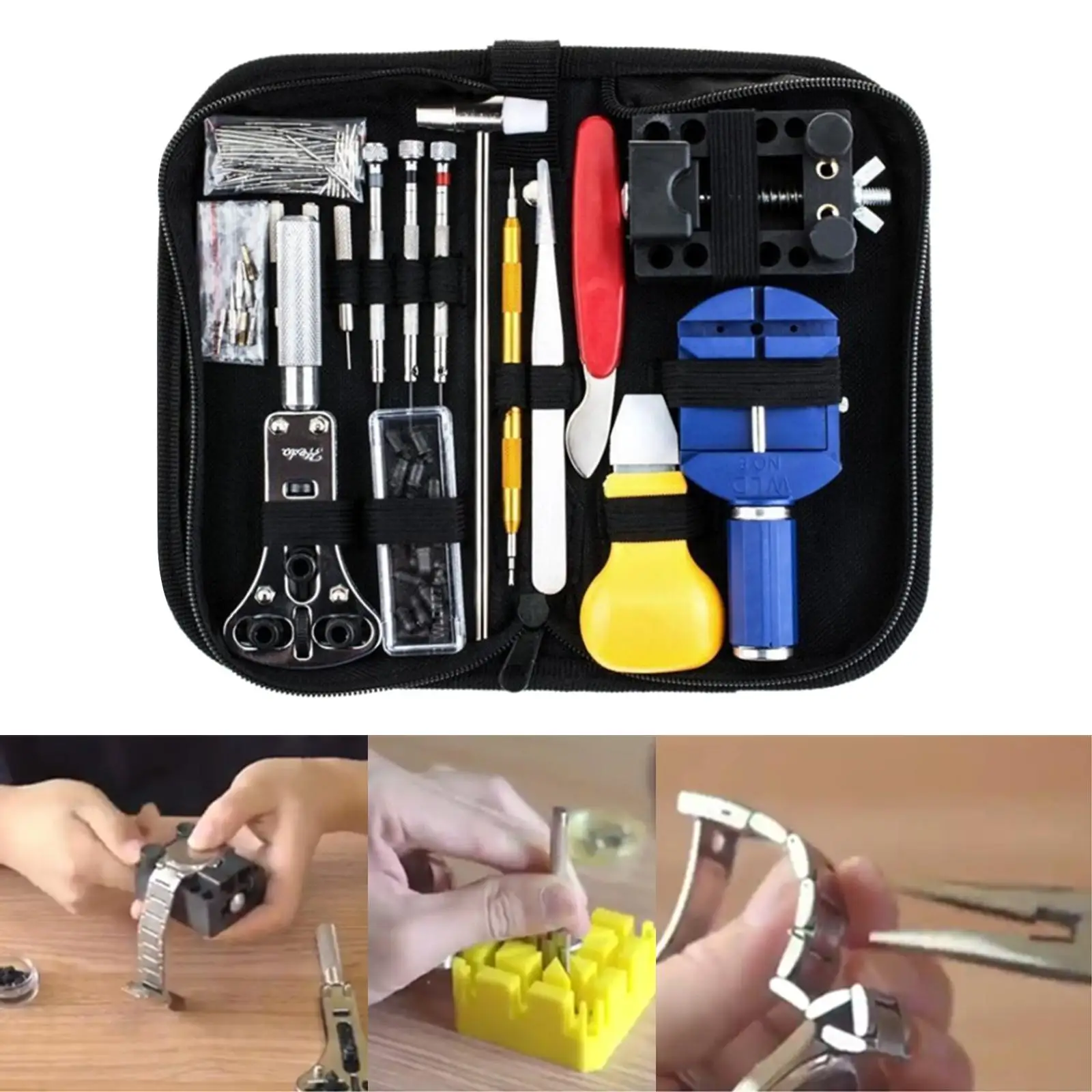 Professional 147 Pcs Watch Repair Tool W/ Storage Bag Hammer Opener Home Use