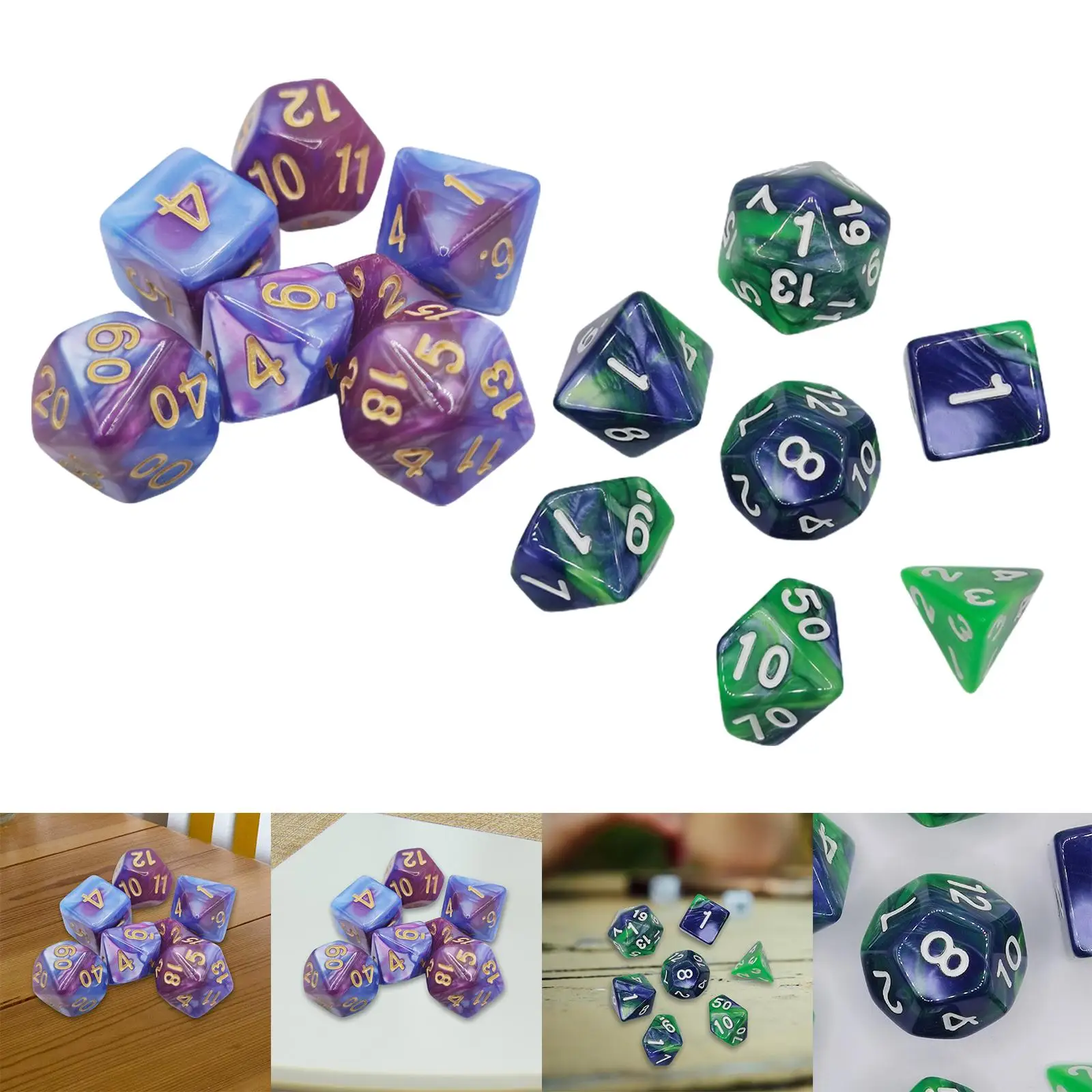 7 Pieces Polyhedral Dice Round Corner Acrylic Dice for Table Games Party Favors