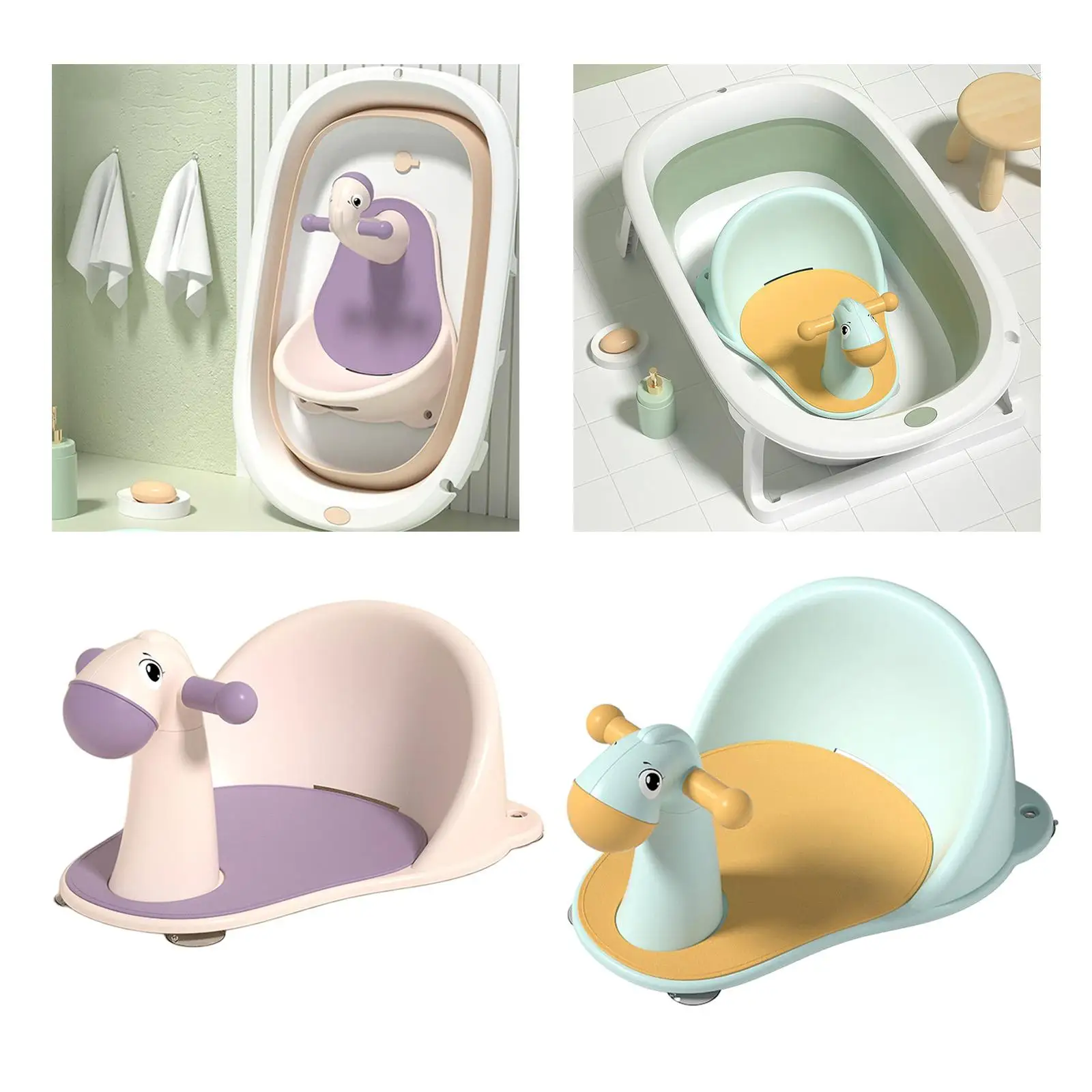 Cartoon Animal Seat Non Slip Bath Tub Seat Infants Bath Tub Chair for Boys Girls 6-18 Months
