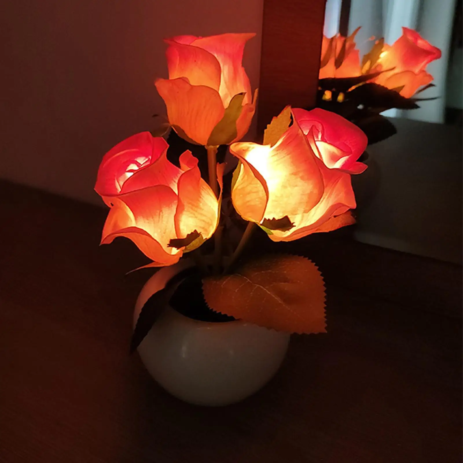 Night Light Artificial Flowers Gifts Flower Lamp Pot Stake Lights for Decorative Pathway Bedroom Yard Table Centerpieces