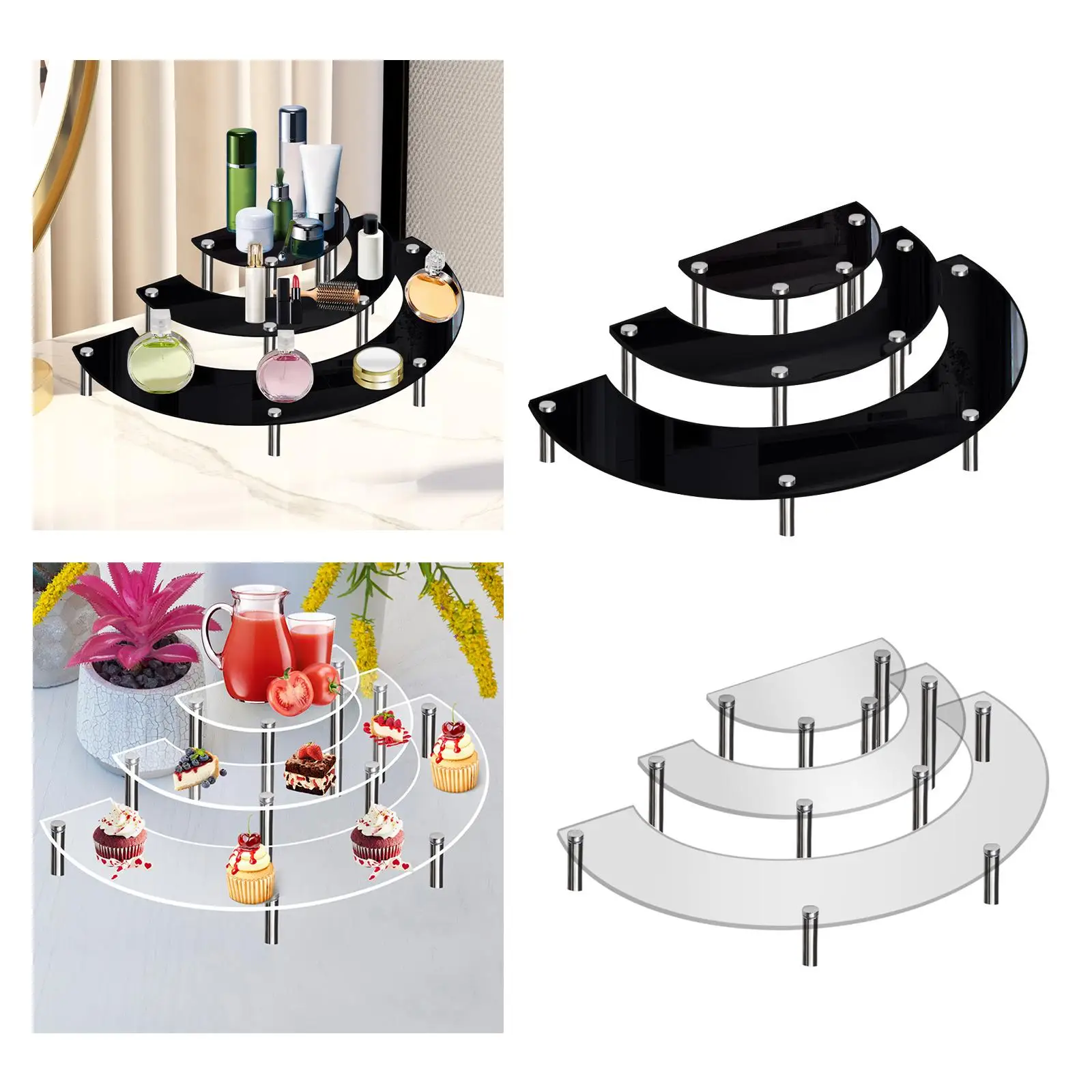 Cupcake Stand 3 Tier Retail Step Shelf Display Stand for Perfume Appetizers Wedding Figurines Cosmetics