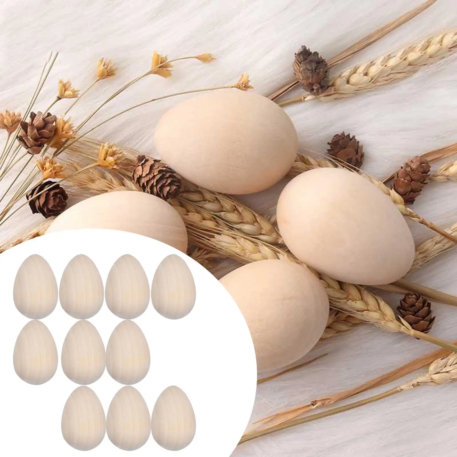 10 Pieces Wooden Easter Eggs Painted Exercise Puzzle Toys for Children Gift