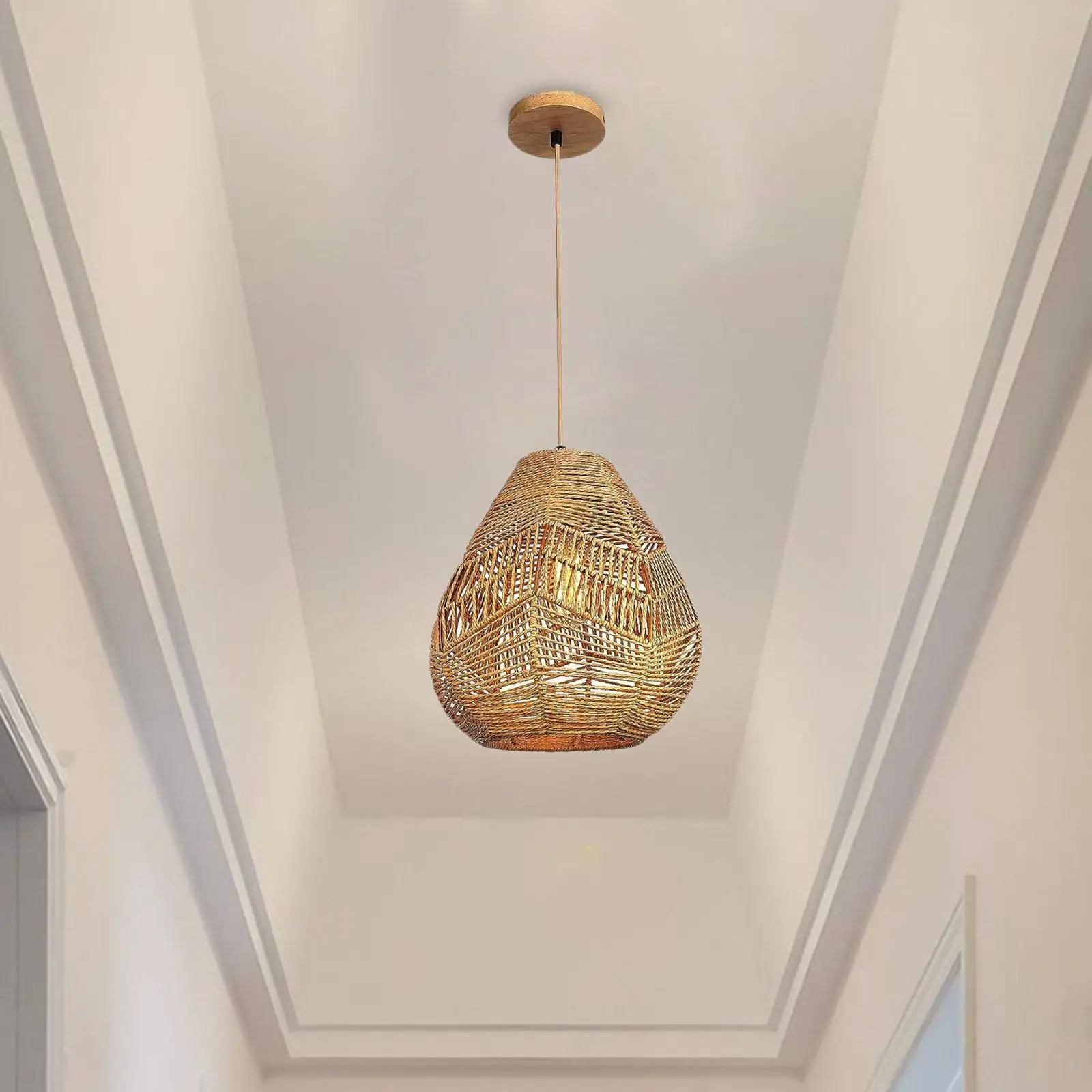 Pendant Sconce Shade Rope Lampshade Wicker Pendant Light Shade for Home Chandelier Ceiling Fan Light Bulb Hotel Pendant Light