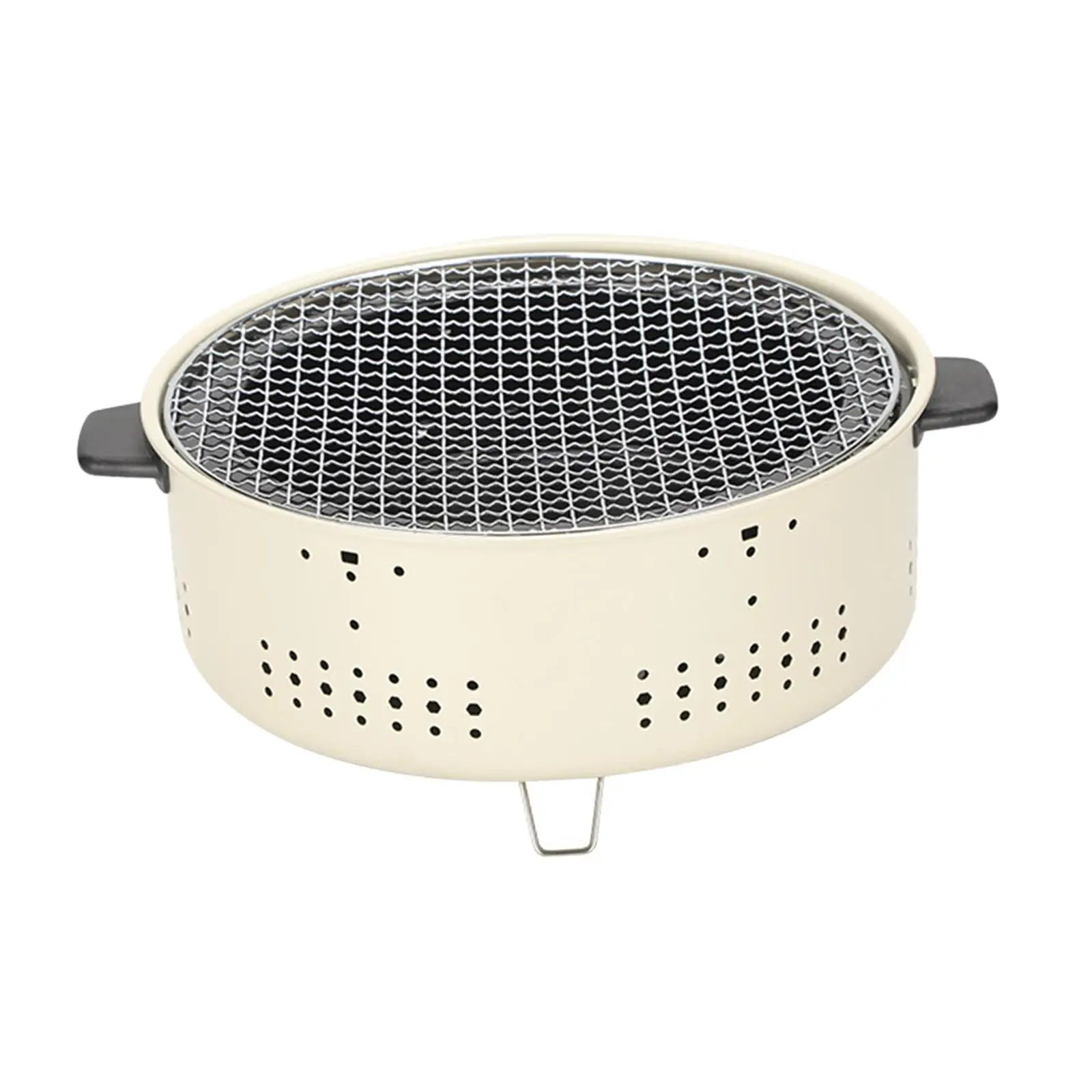 Charcoal Grill Heating Round Firepit Bowl with Grill Grid Wood Burning Camp Stove for Backyard Patio Outdoor Garden Camping