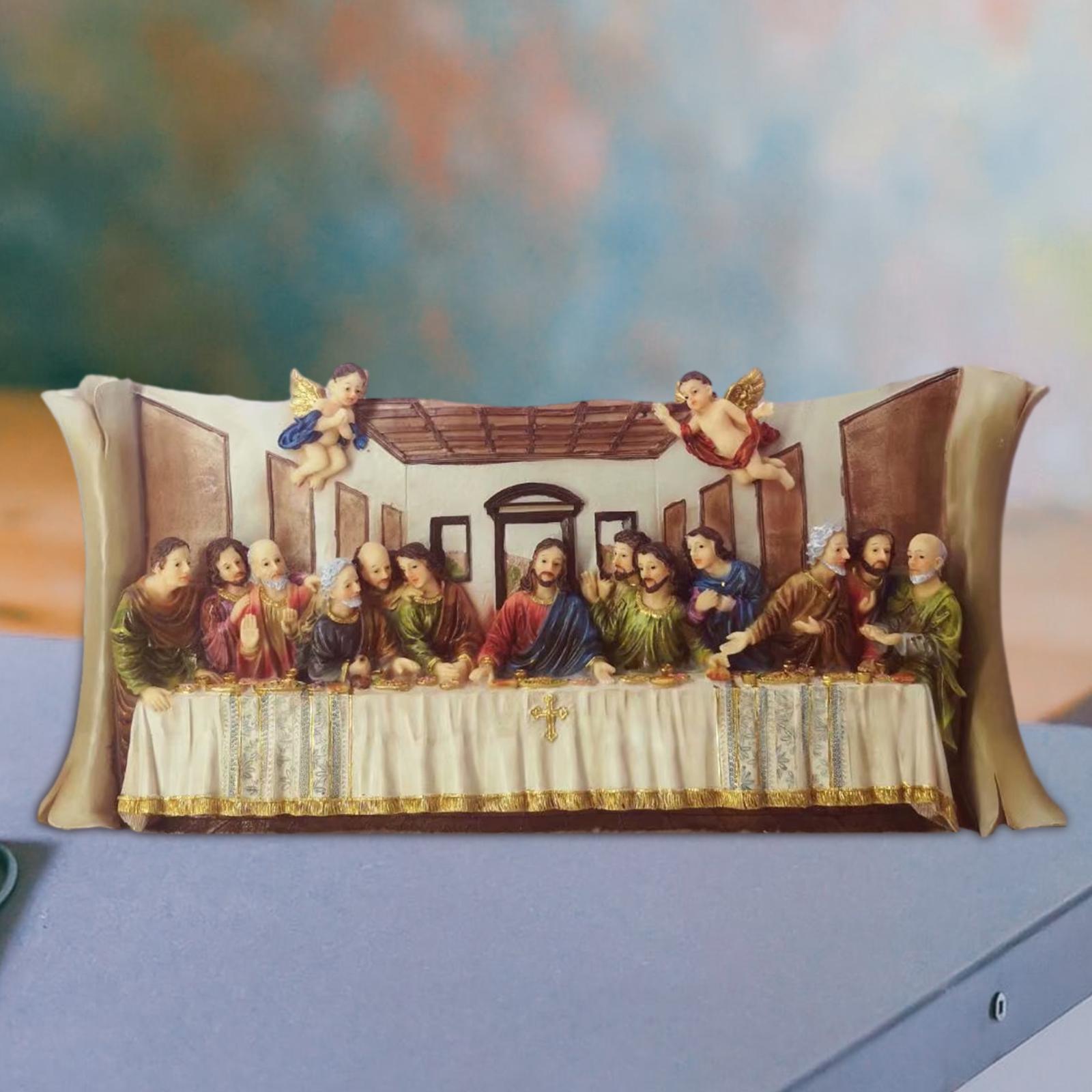 Resin Last Supper Sculpture Statue Office Decoration Jesus and 12 Disciples for Bedroom Living Room Home Office Collection Gifts