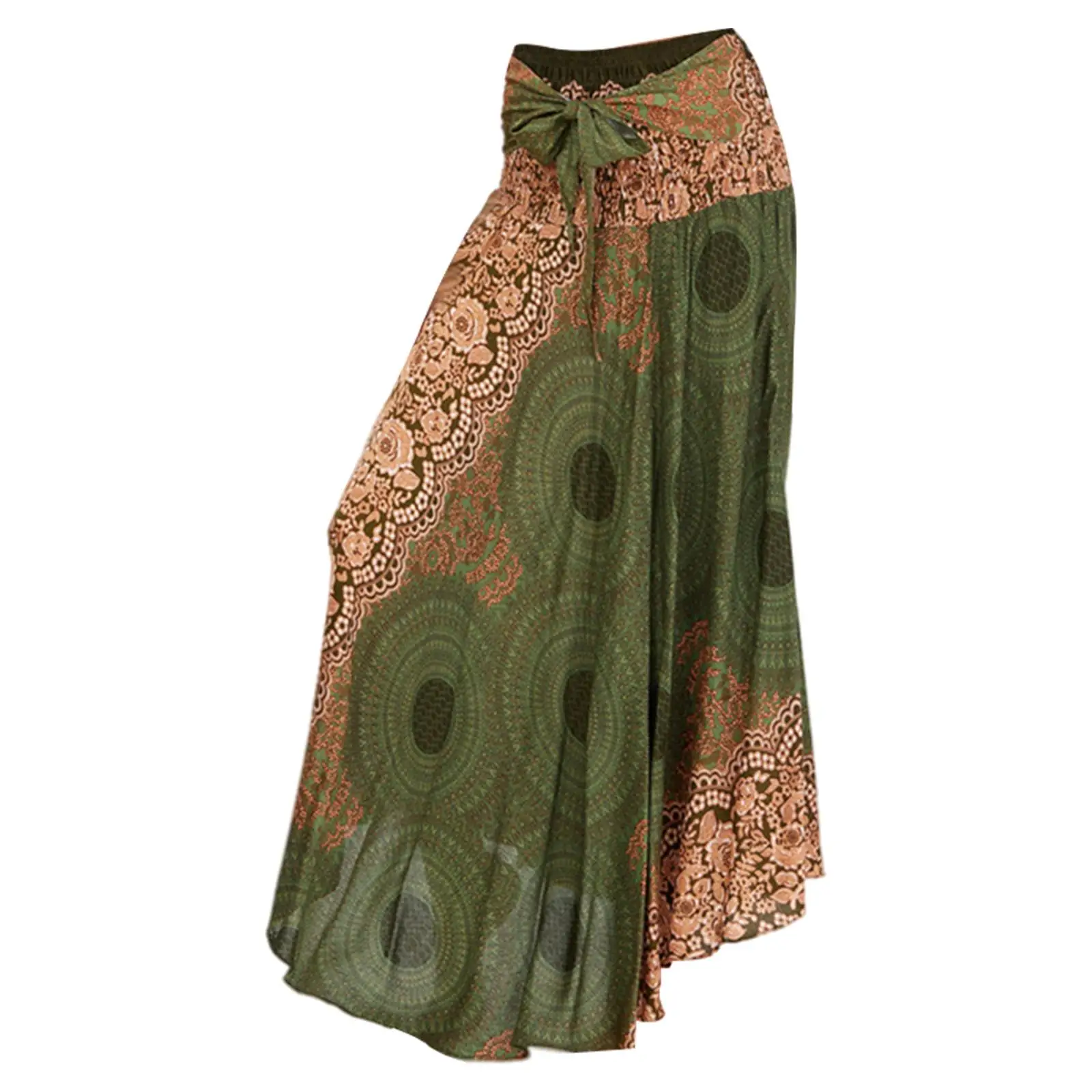 Long Boho Maxi Skirt Beach Dress Printed Bohemian Dancing Costume Clothing Gypsy for Women Adults Party Dance High Waisted