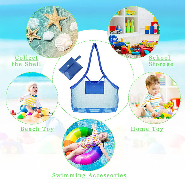 Sac Filet De Rangement Jouets Plage - 45x30x45 Cm - Transport Facile Sable Et Serviettes