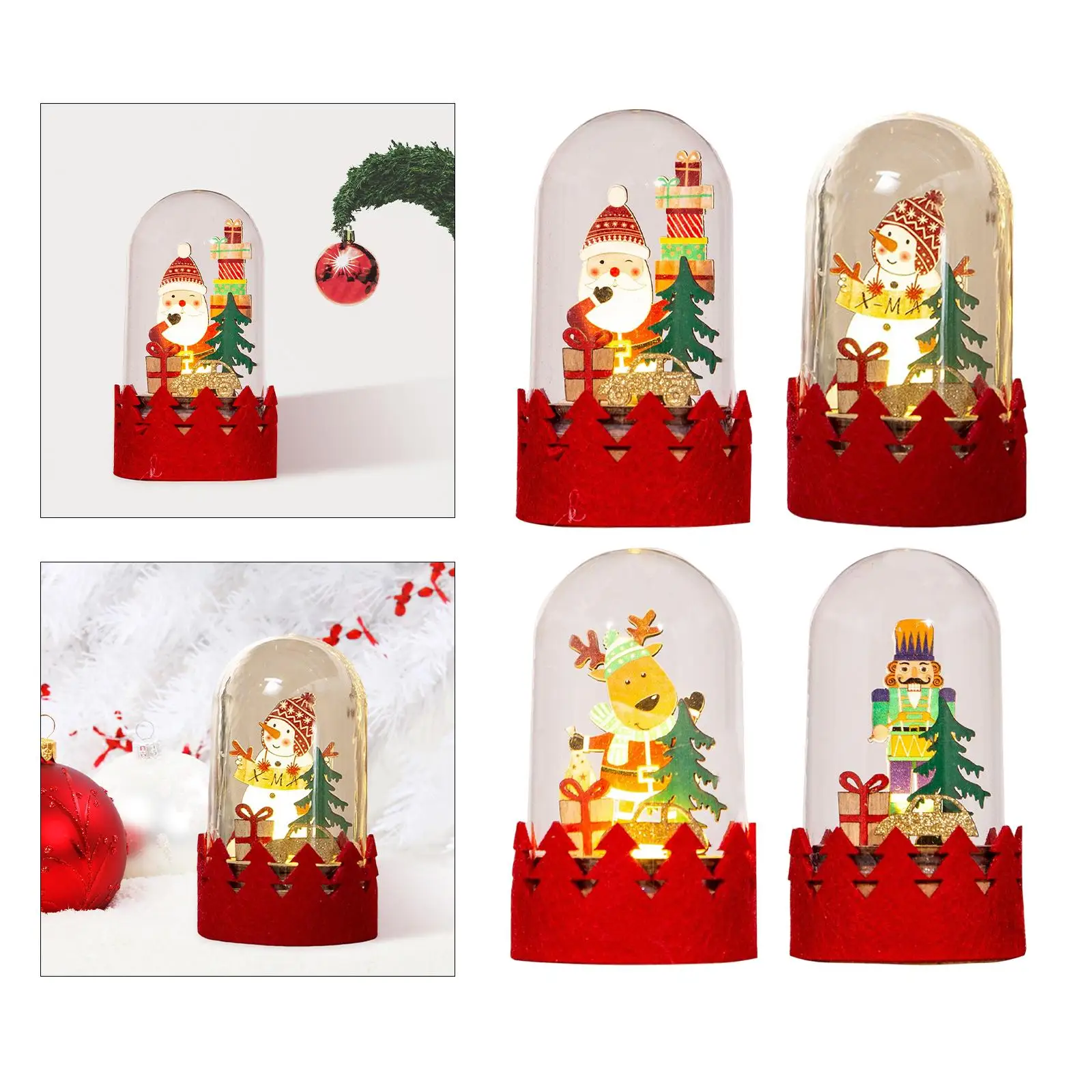 Christmas Lantern Lamp Night Light Battery Operated Decorative for Table Living Room Fireplace Decor Kids New Year Gifts