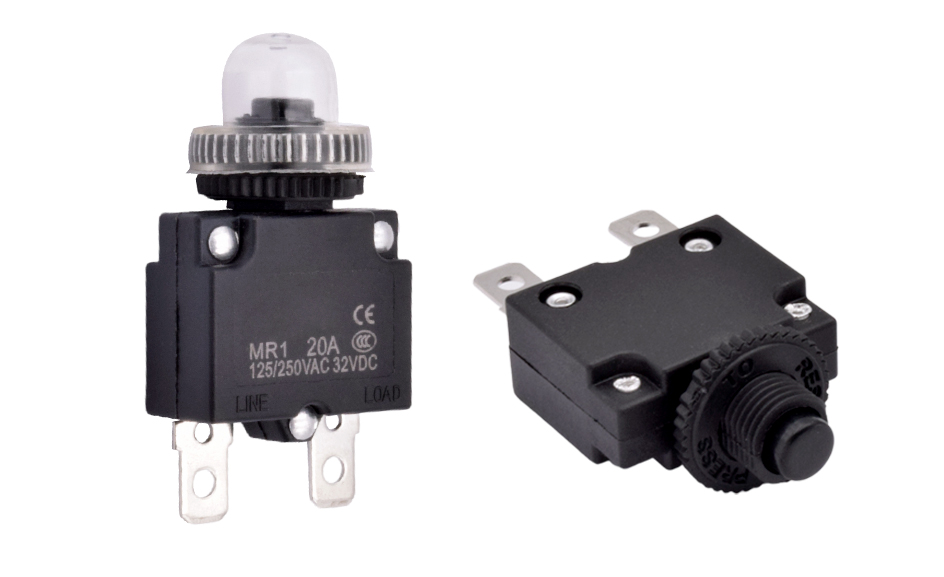 5pcs MR1 Circuit Breaker 3A 4A 5A 6A 8A 10A 15A 20A Thermal Current Overload Protector Push Button Switch with Waterproof Cap