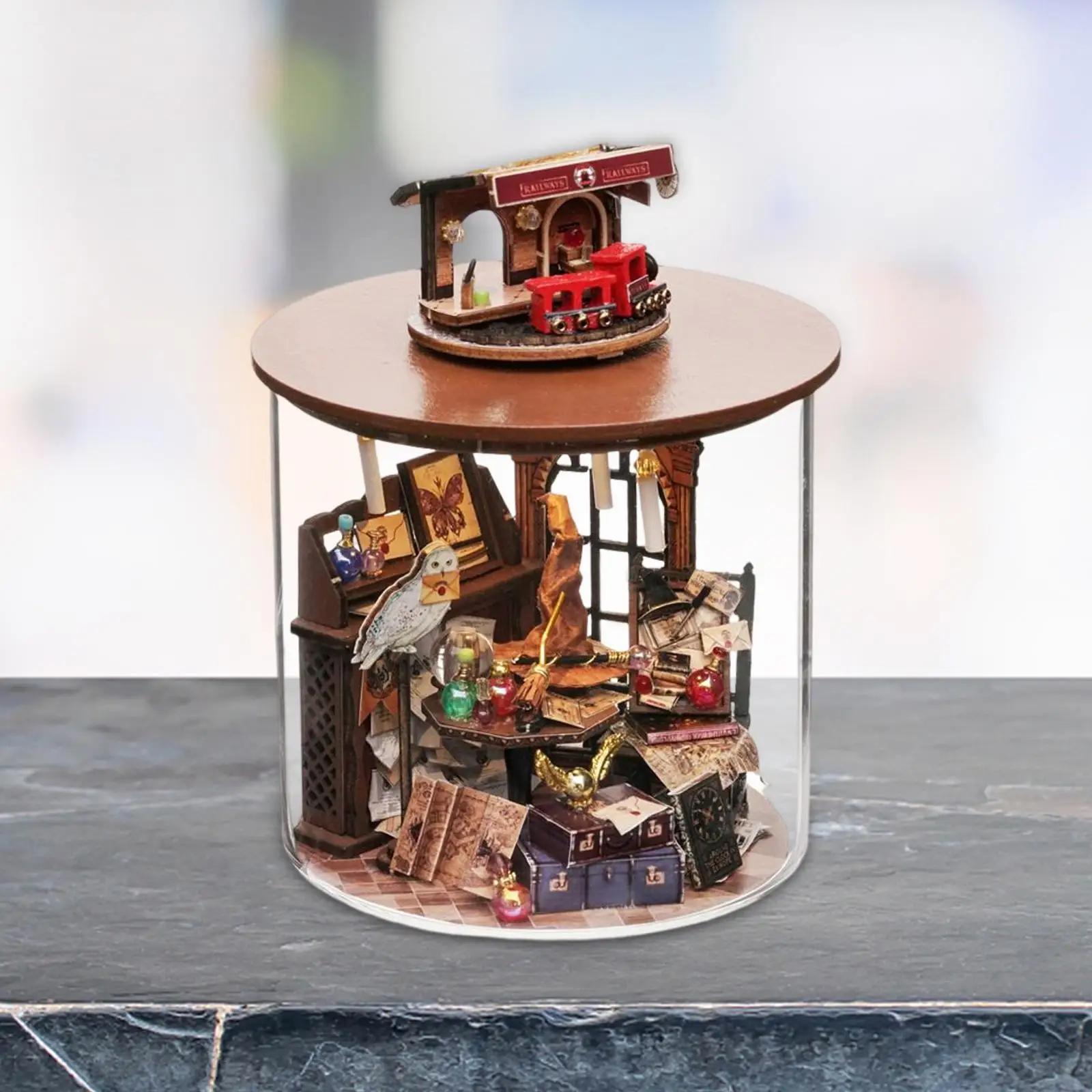 Wood DIY Miniature Dollhouse Kit Dream Bottle Handcraft Accessories 3D Puzzle