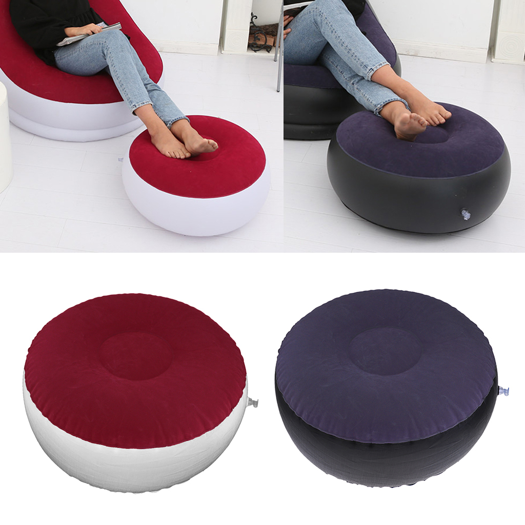 Foldable Inflatable Stool Ottoman Garden Lounge Air Chair Foot Rest 62x32cm