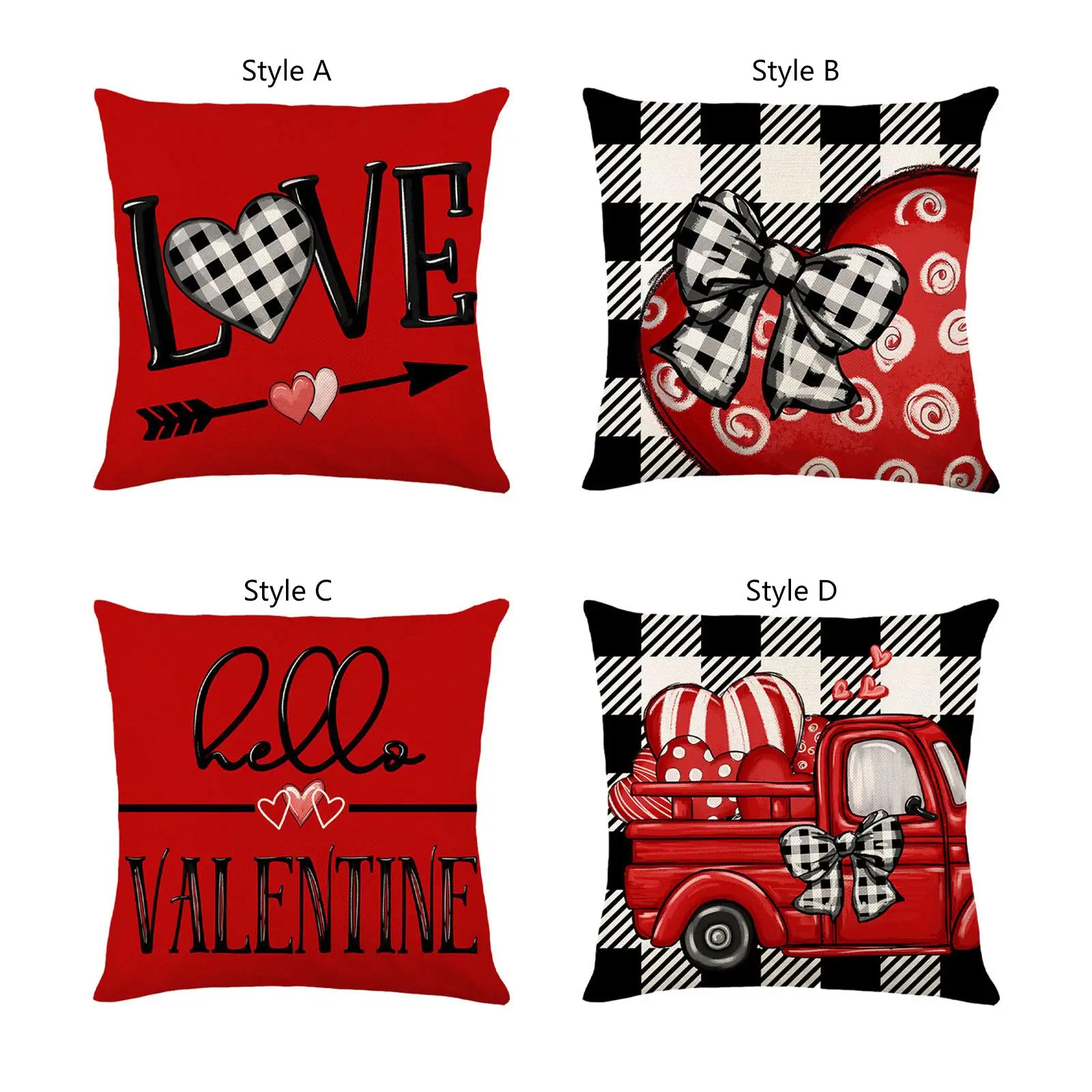 Valentines Day Pillow 45x45cm Comfortable Valentines Day Gifts Zippered Love Heart Pattern for Toss Chair Farmhouse Sofa Bedding