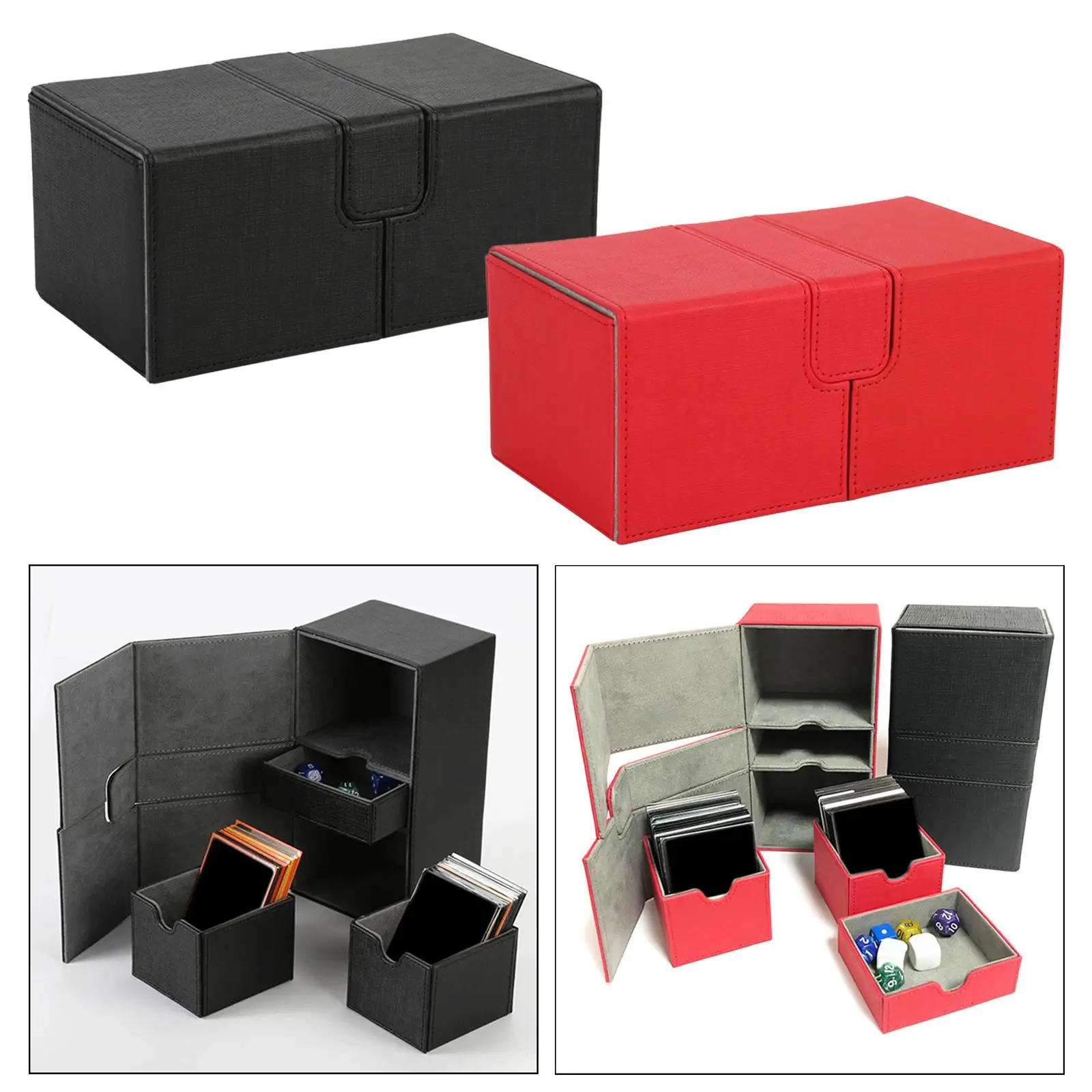 Large Deck Box Deck Storage Box Easy to Open Drawers Large Capacity Sturdy Super Solid Deck Case for Baseball Cards Storage