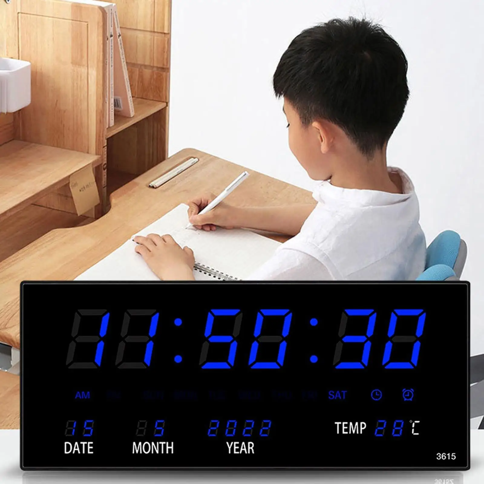 Digital Alarm Clock Temperature Calendar USB Powered for Bedside Travel Bedroom Girls