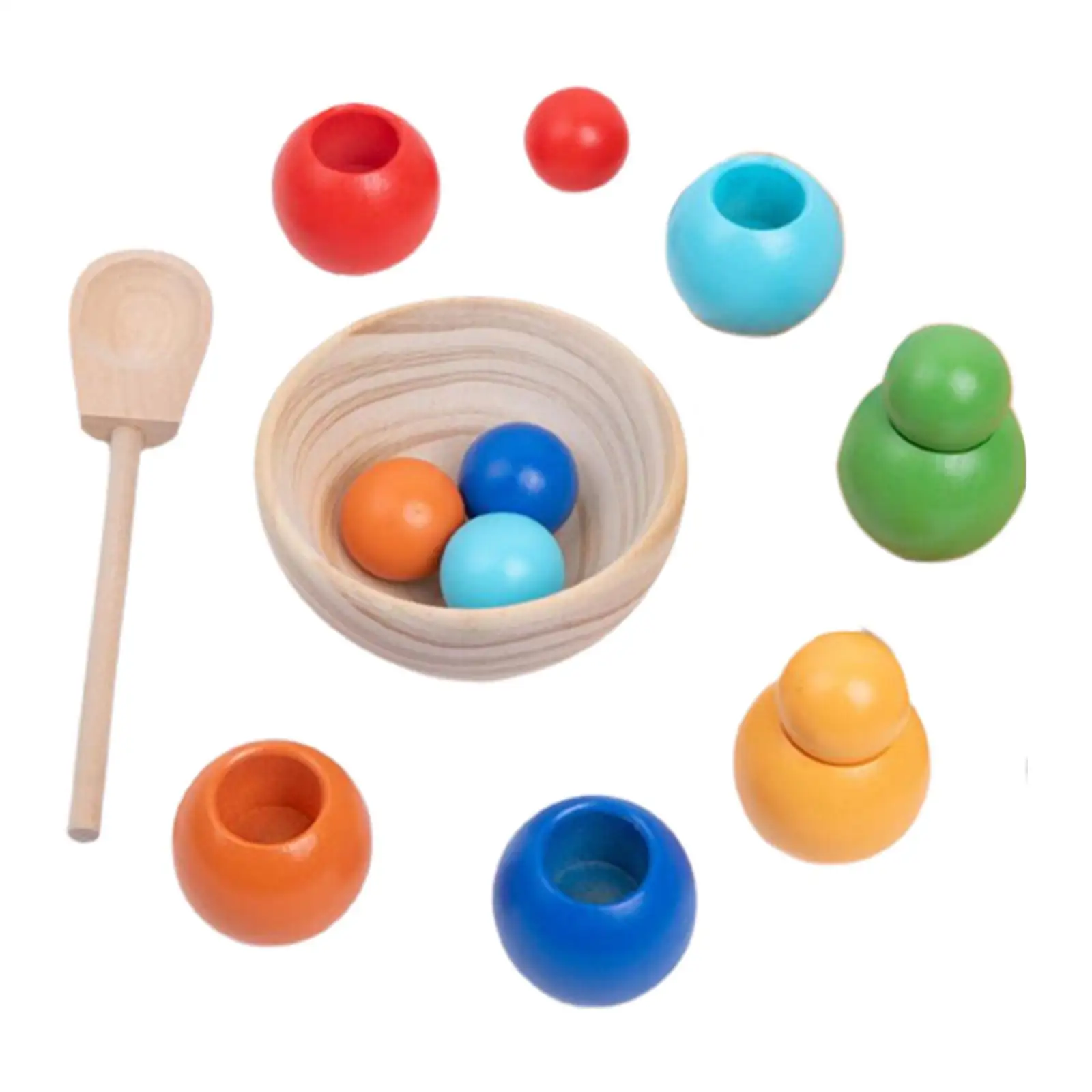Rainbow Balls in Cups Montessori Toy Training Logical Thinking Fine Motor for kids Board Game Early Education Toys Sorter Game