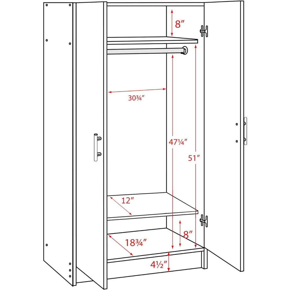 Title 2, Schrank-Kleiderschrank – Weiß, 81,3 cm B x 89,9...