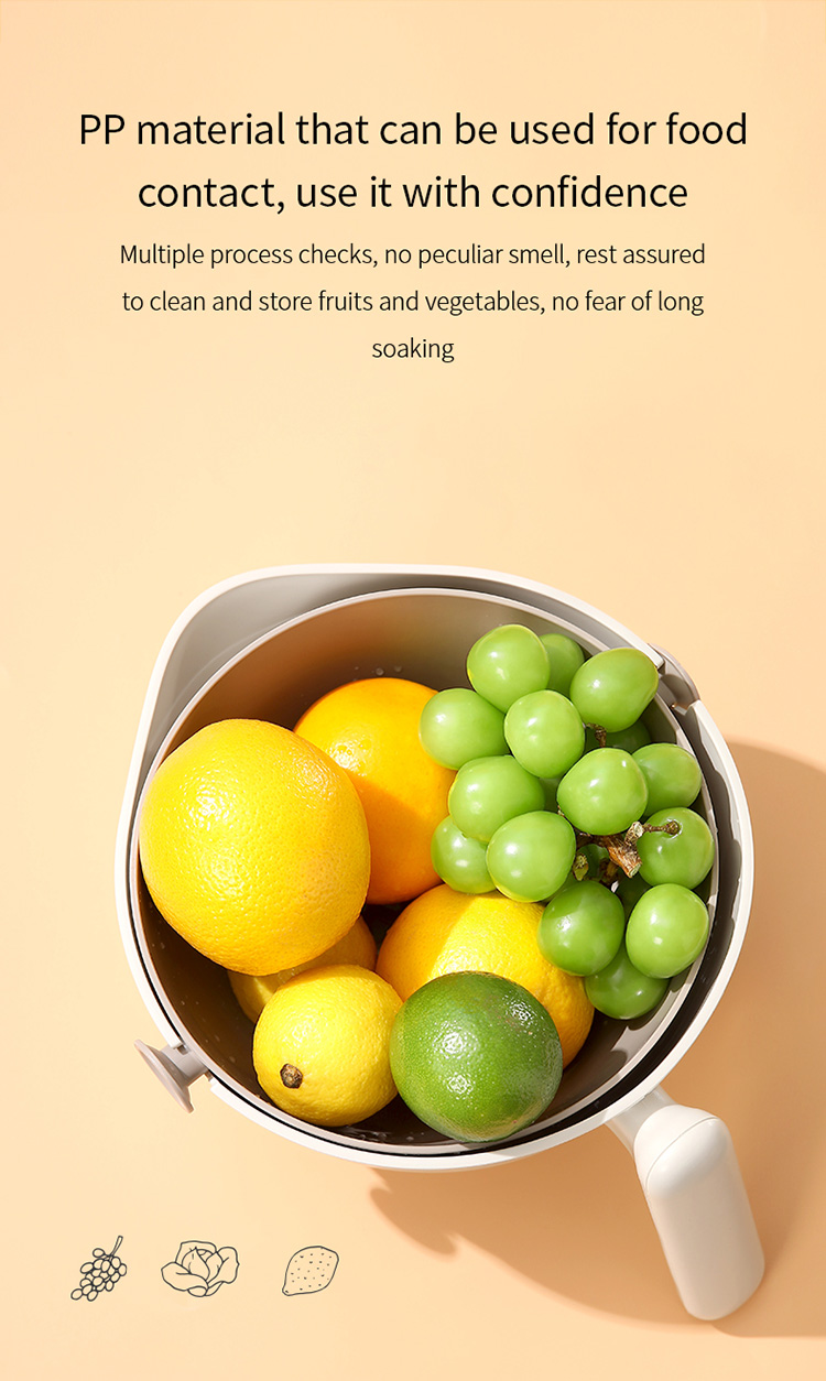 Gadgetoo Fasola Double Layer Drain Basket For Food Vegetable Fruit Plastic Storage Basket
