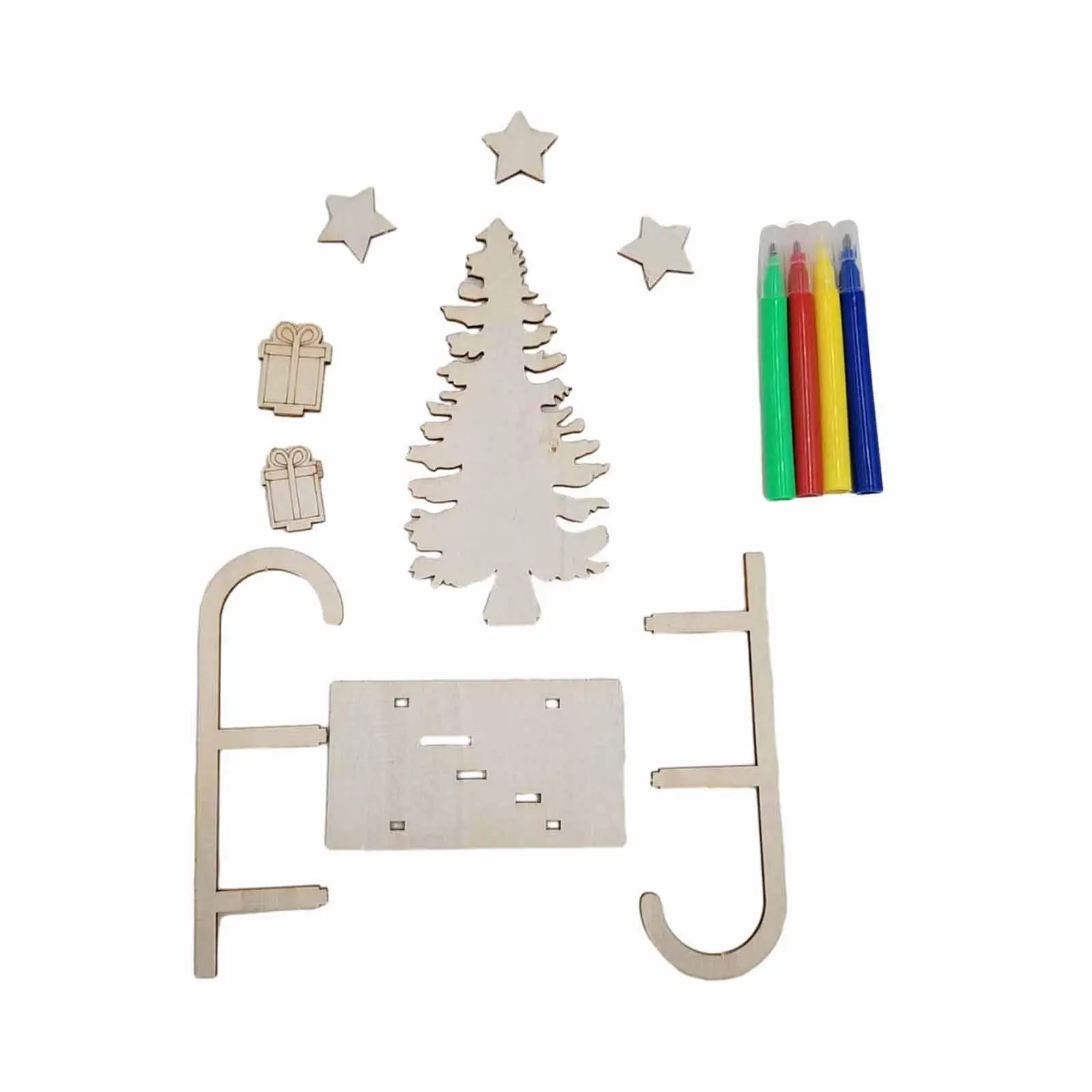 Christmas Sleigh Home Decor Embellishments DIY Wooden Crafts for Crafting Girls Boys Adults Kids Painting Party Game Activity