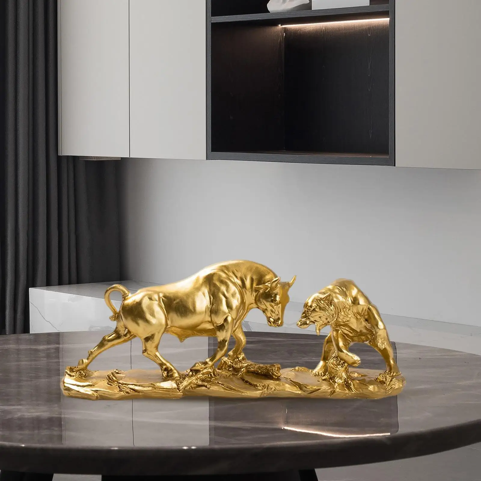 Animal Sculpture Artwork Bear And Bull Statue for Living Room Shelf Decor