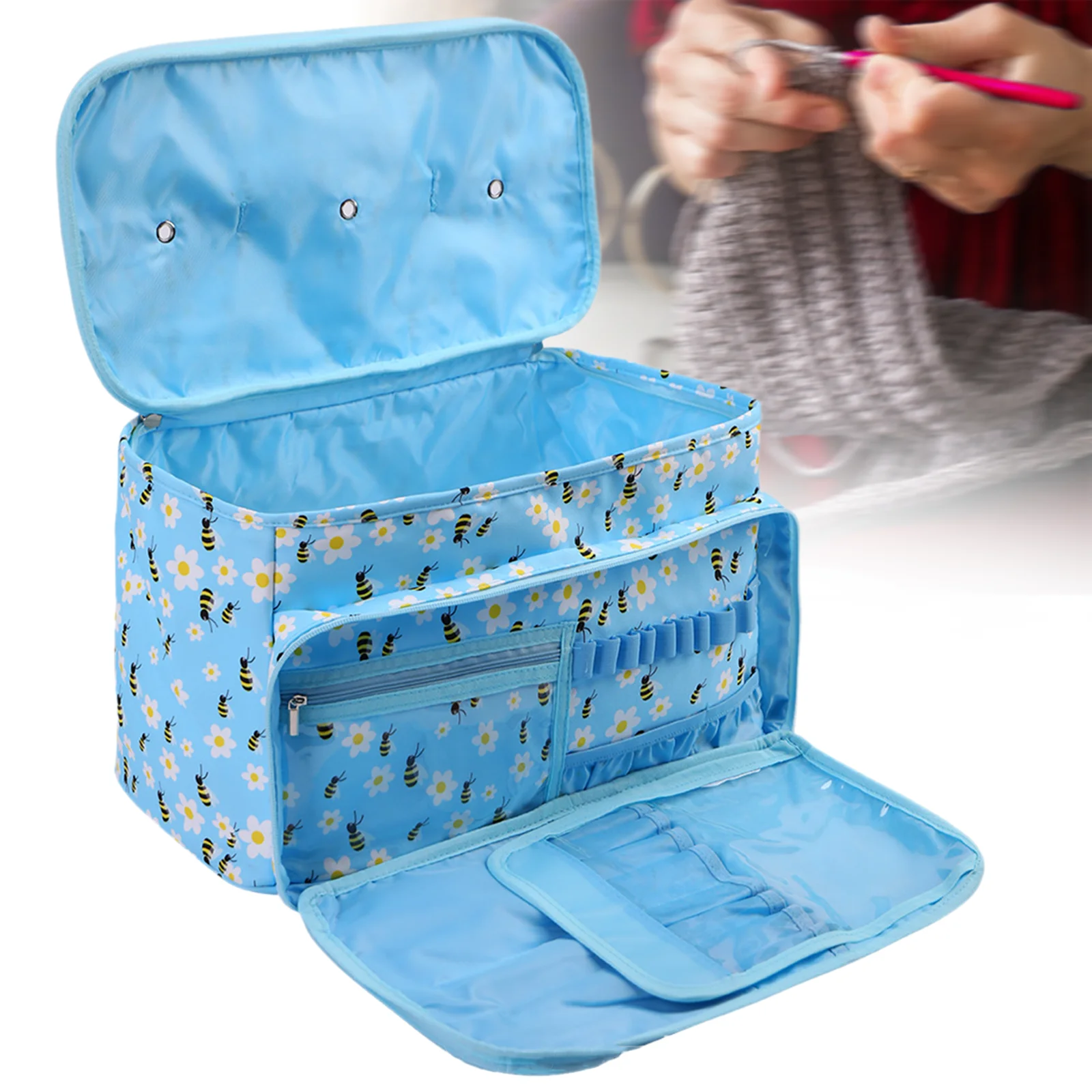 Yarn Storage Organizer Lightweight Thread Yarn Sewing Accessories Zipper Craft Tool Knitting Bag Tote for Embroidery Supplies