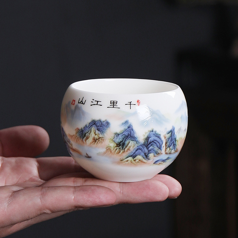 Tragbare Schaf Fett Jade Porzellan Chinesische Sternzeichen Tasse Weiß Porzellan Tee Handgemachte Keramik Individuelle Tasse Master Tee Tassen – Detail 3