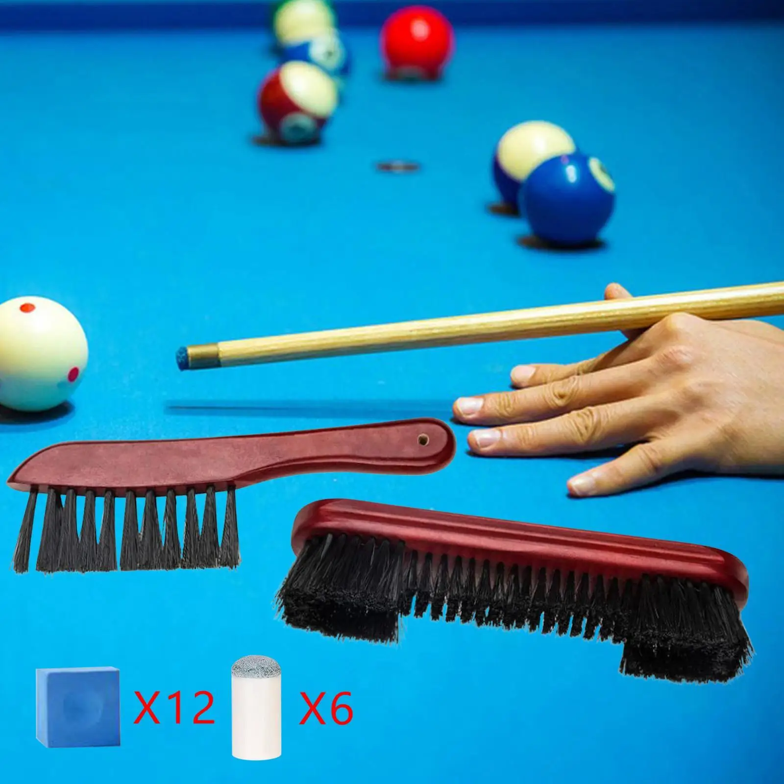 Wooden Cleaning Brush Set Wipe Billiards Table Accessories Slip on Pool Cue Tip Convenient Lightweight Pool Table Brush