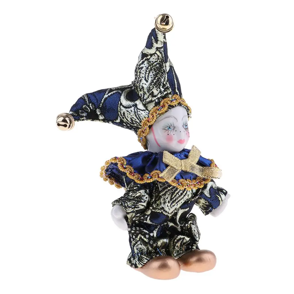 5inch Adorable Triangel Figurine Ceramic Italian Wishing Doll Love Tokens for Christmas, Valentine Dark Blue