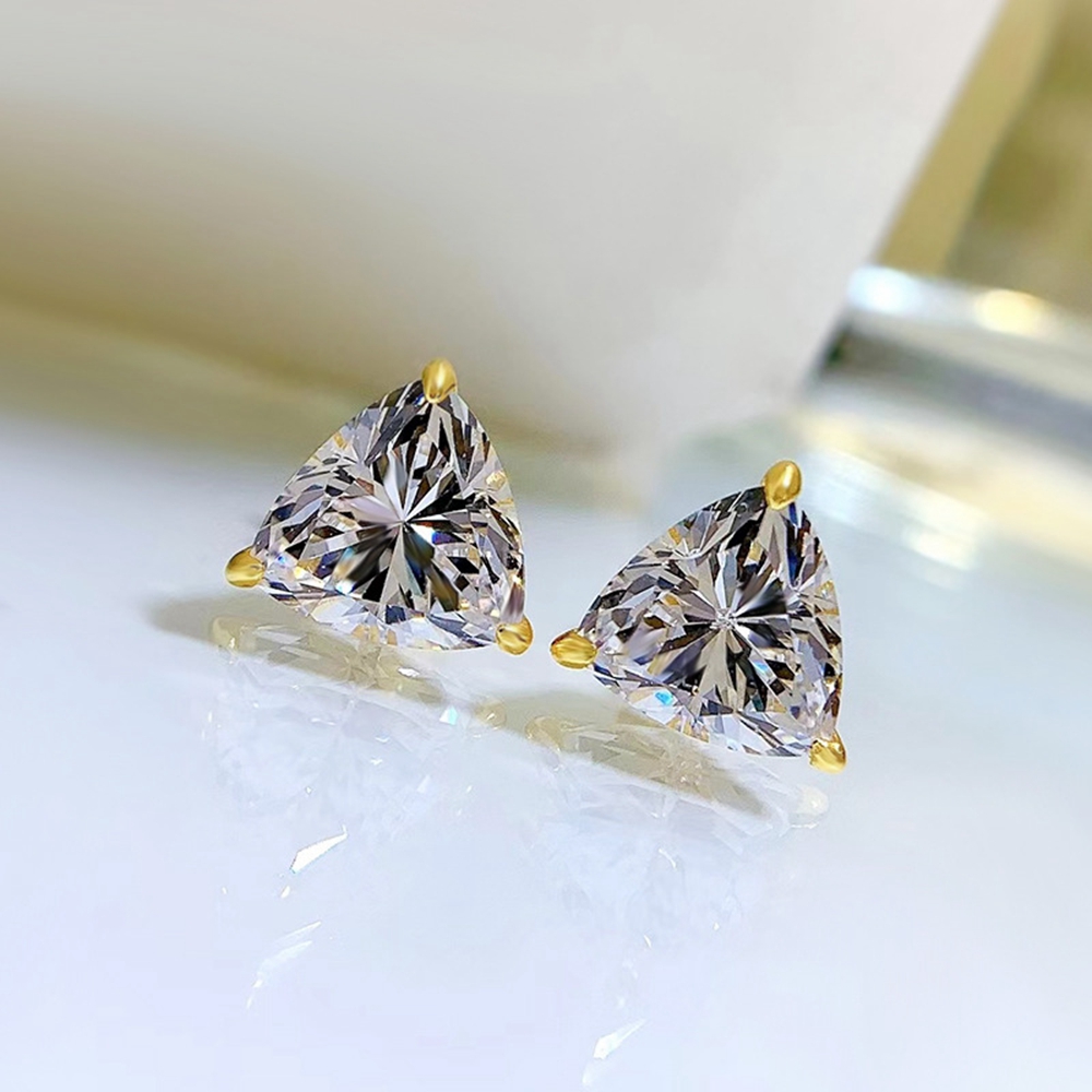 PuBang Fine Jewelry Ohrstecker aus echtem 925er-Sterlingsilber mit Trillion-Schliff-Edelstein, hergestellt mit Moissanit-Ohrsteckern für Frauen, Geschenk im Großhandel – Detail 3