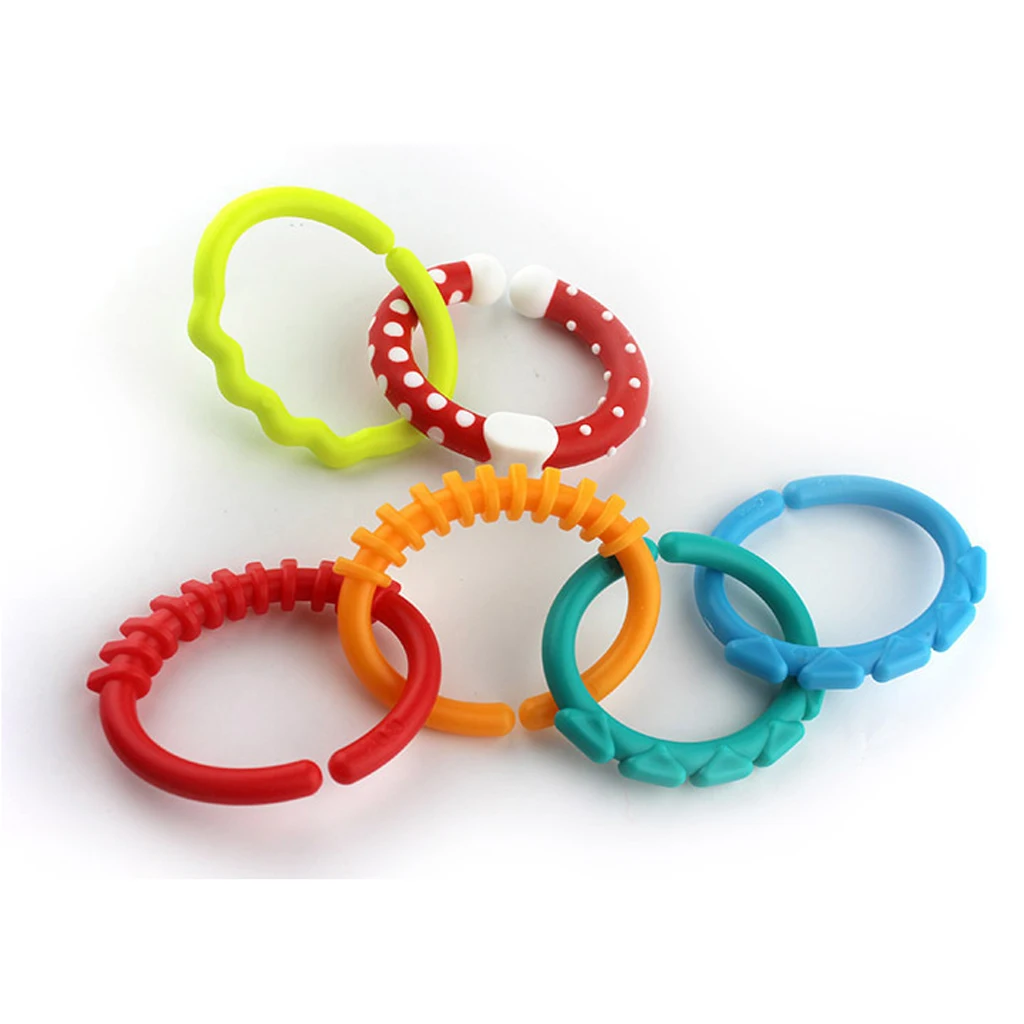 Baby Rattle Teether Rainbow Rings Crib Bed Stroller Decoration Hanging Toy