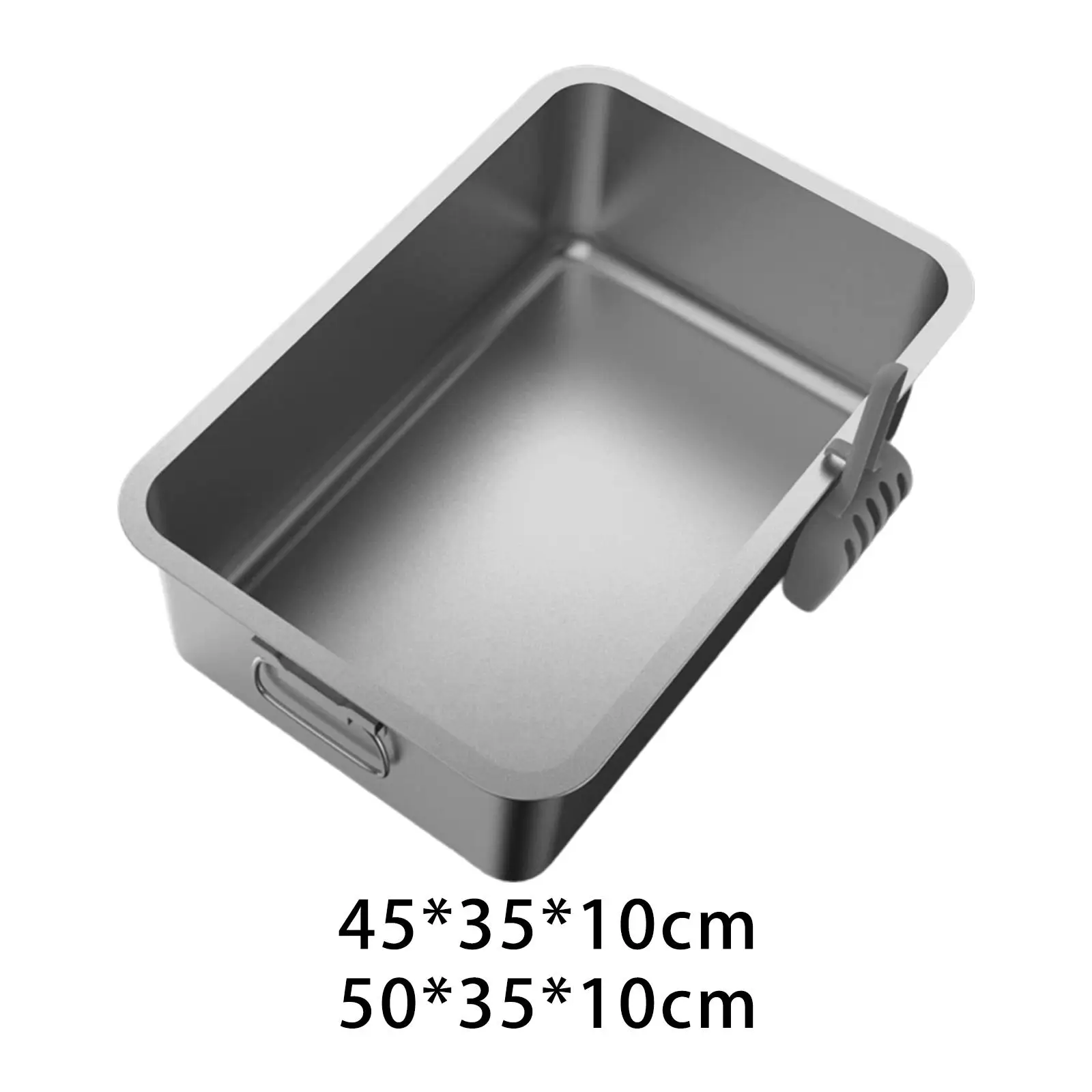 Kitten Cat Litter Box Stainless Steel Rounded Edges Anti Rust with Side Carrying Handle