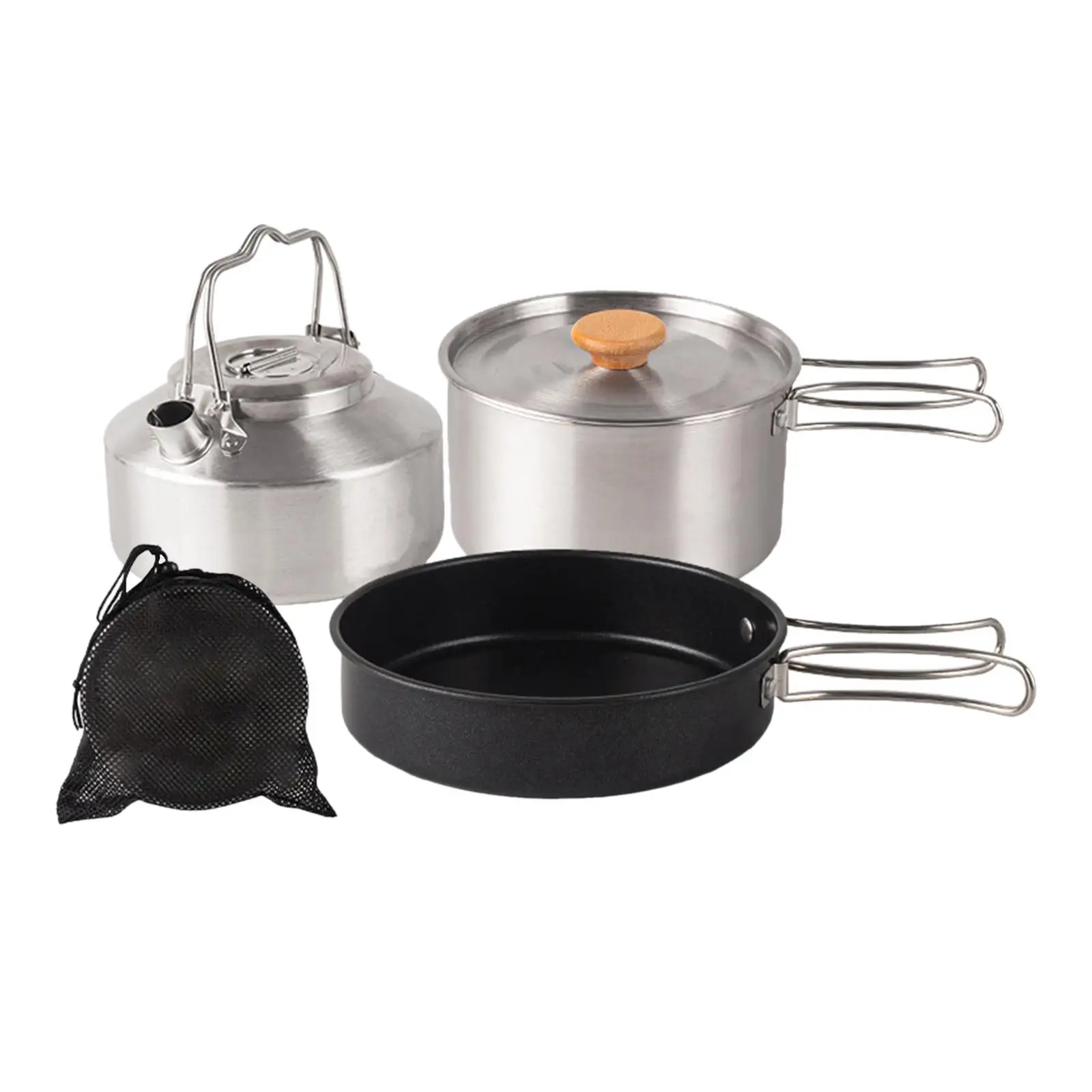 Camping Cookware Set, Outdoor Cook Gear with Storage Bag Stainless Steel Camping