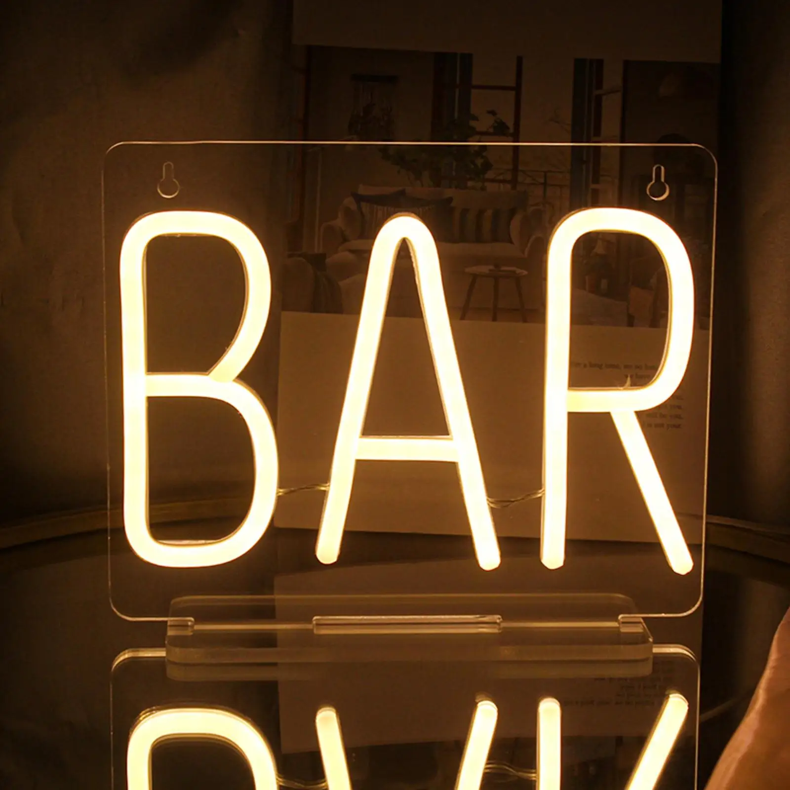 Bar Sign Light LED Neon Lights Wall Decor Hanging or Tabletop Removable USB for Restaurant Indoor Holiday Photo Prop