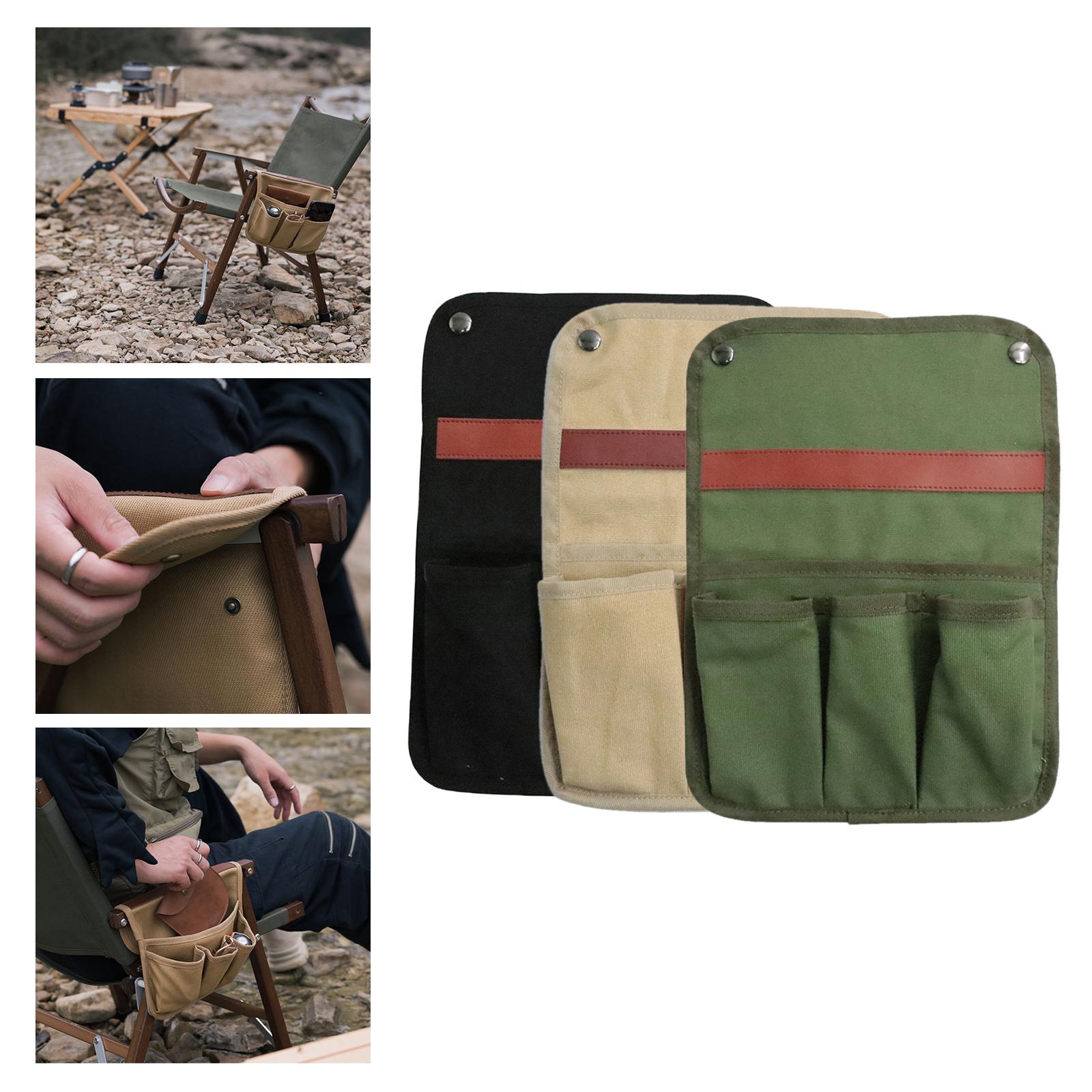 Outdoor Campsite Foldable Canvas Storage Bag Camping Fishing Beach Chaise Longue Portable Handbag for Phones Glasses