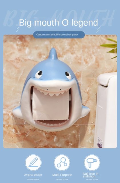 Punch-free Resin Dolphin Toilet Paper Holder Big Shark Toilet