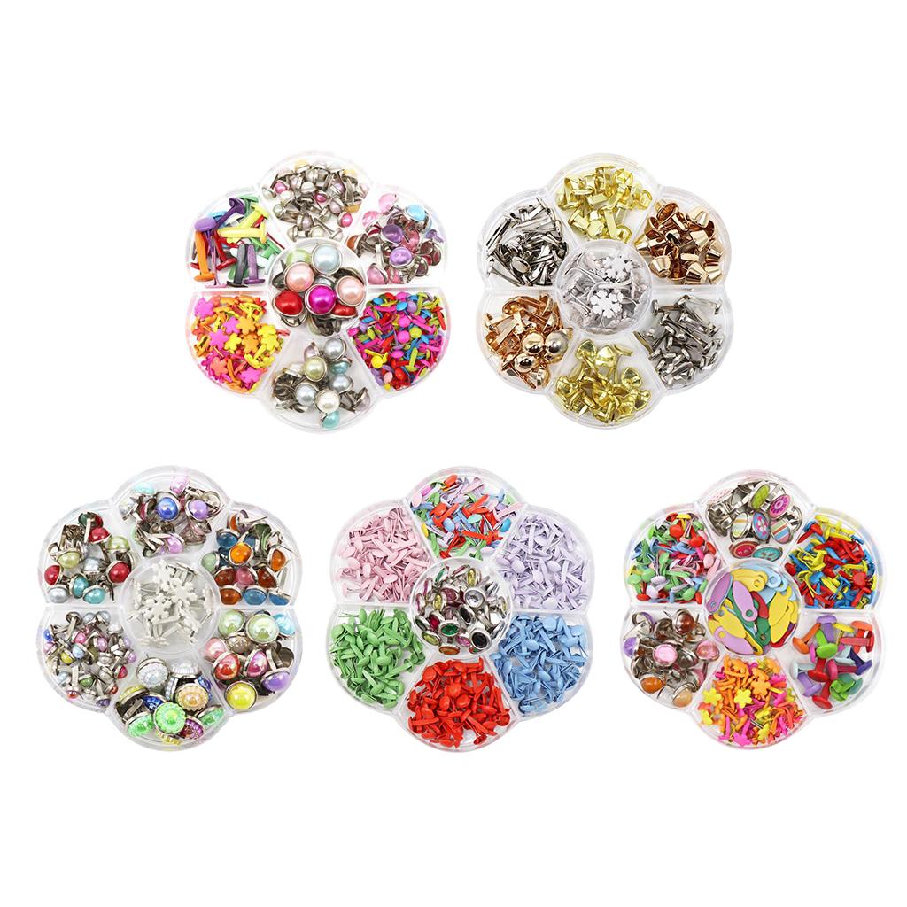 6-12MM Vivid Color Mini Paper Fasteners Heart Flowers Shape Metal Iron Brads Scrapbooking Brads Embellishments DIY Card Making