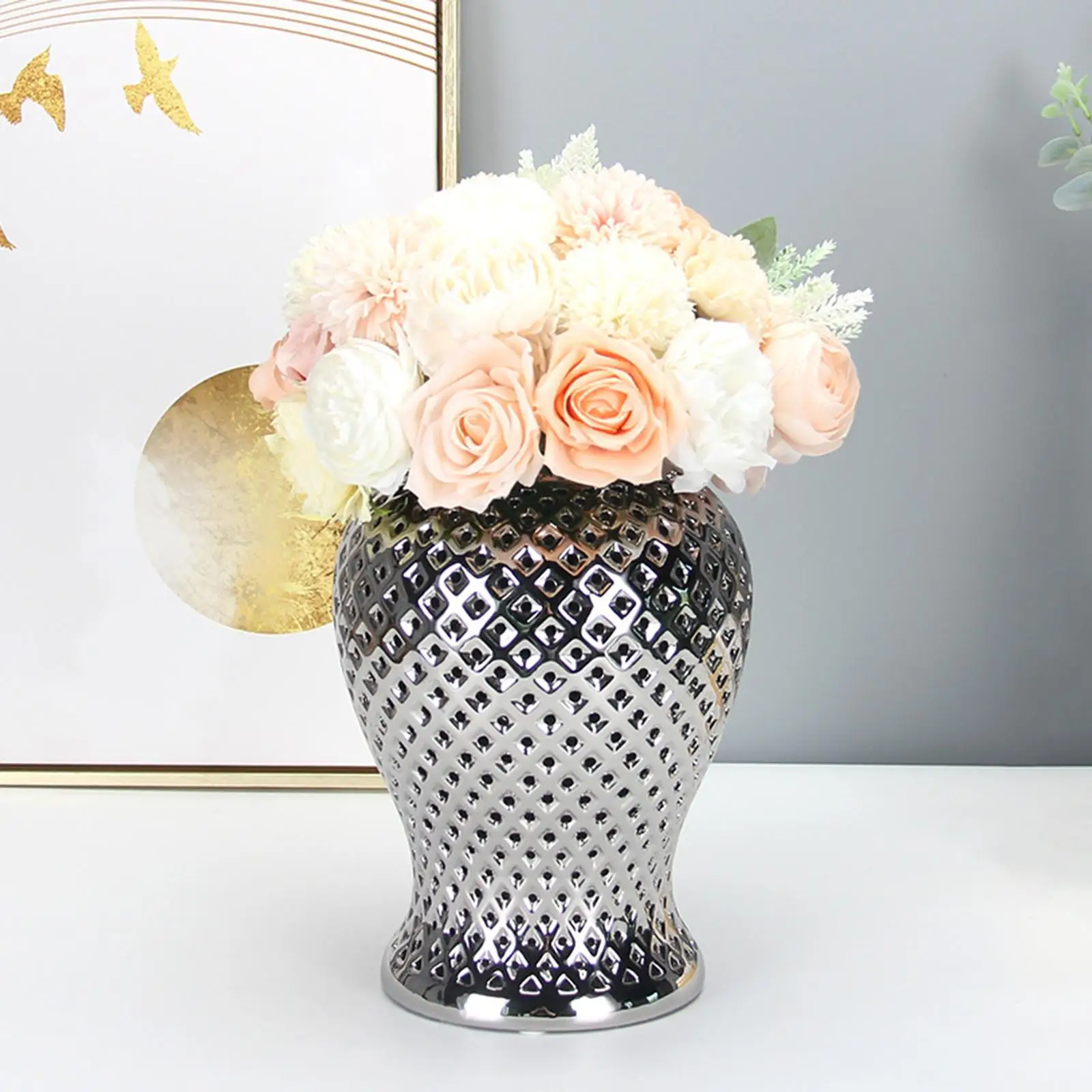 Ceramic Ginger Jar Elegant Decorative Vase Storage Decorative Vase for Kitchen