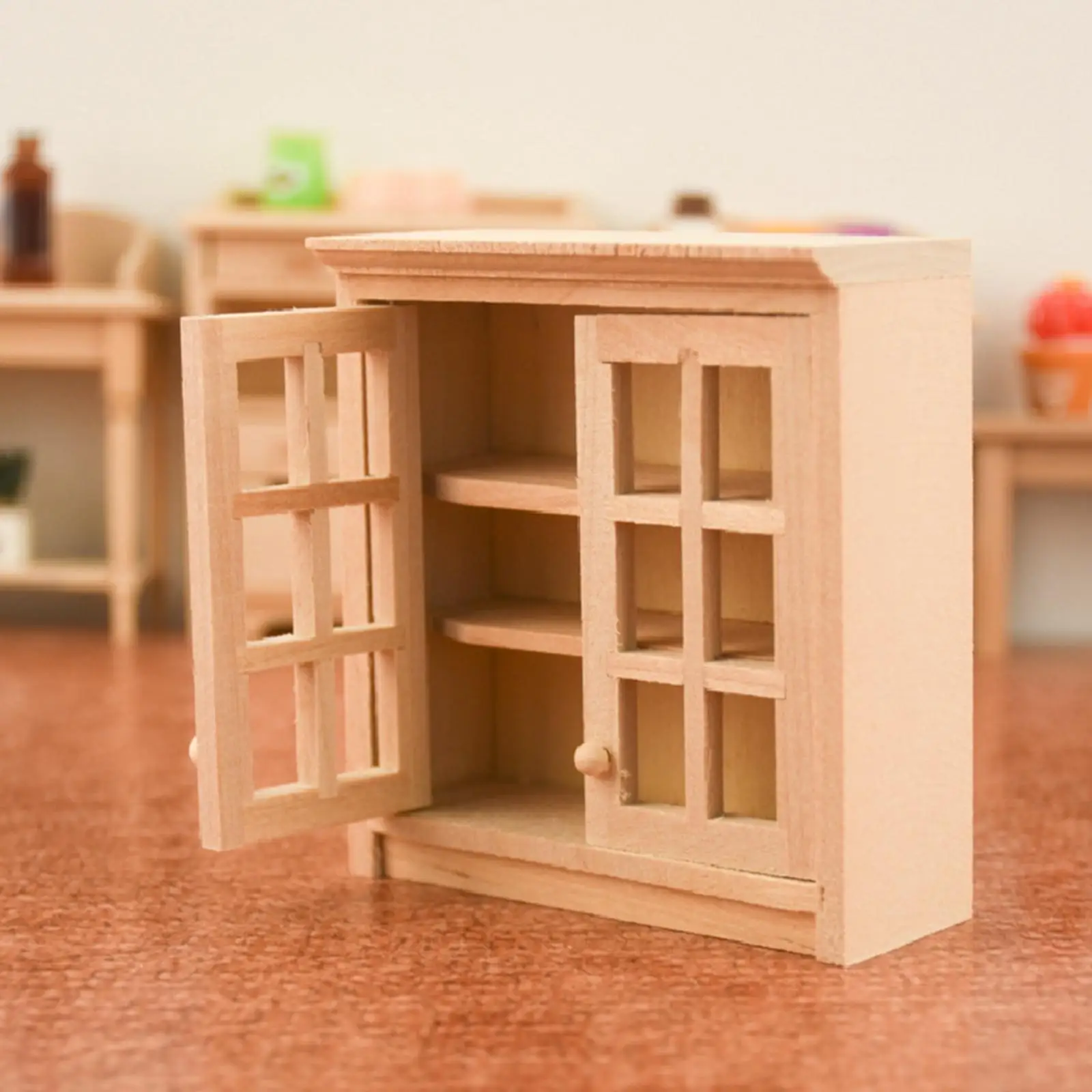 Unpainted Dollhouse Miniature Furniture Dollhouse Furniture Accessories Miniature Closet Showcase for Living Room Bedroom