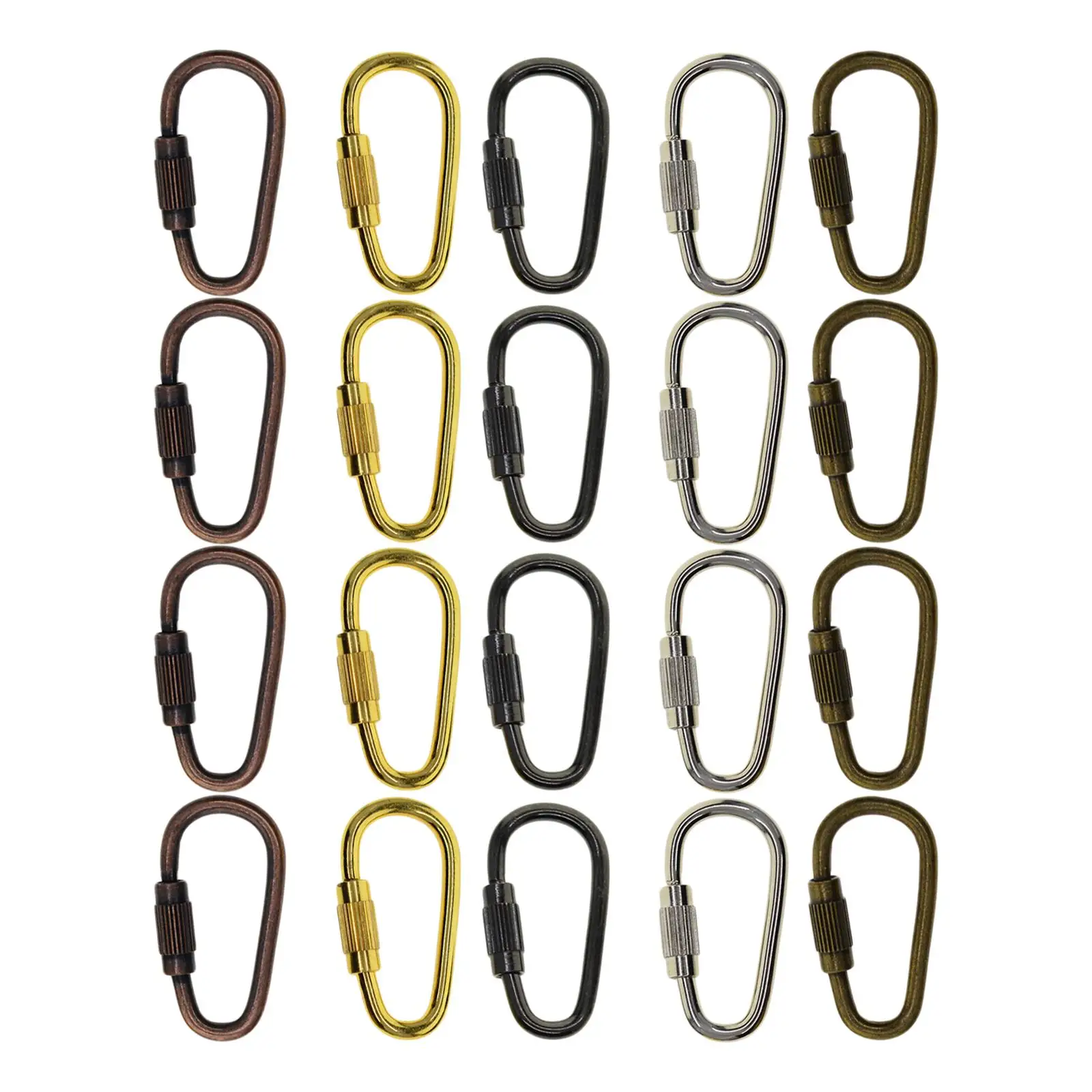 20Pcs Mini Keychain Carabiner Clasp D Ring Carabiners Screw Lock Buckle DIY