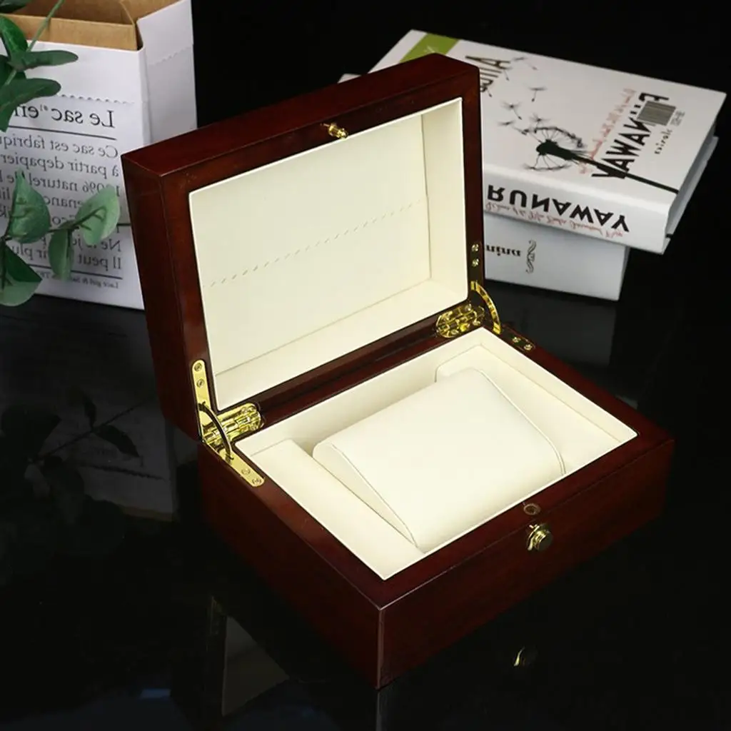 Wooden  Display Case PU Leather Cushion Jewelry Gift Storage Box