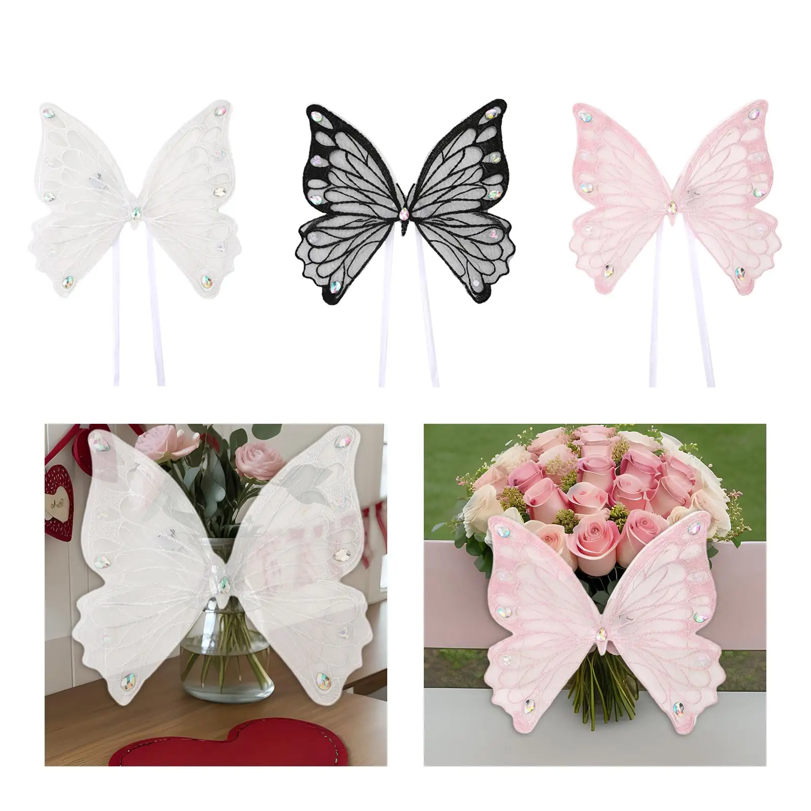 Butterfly Centerpiece Valentines Day Decor Ornament Flower Bouquet Box Packaging for Mother`s Day Festival Party Ceremony