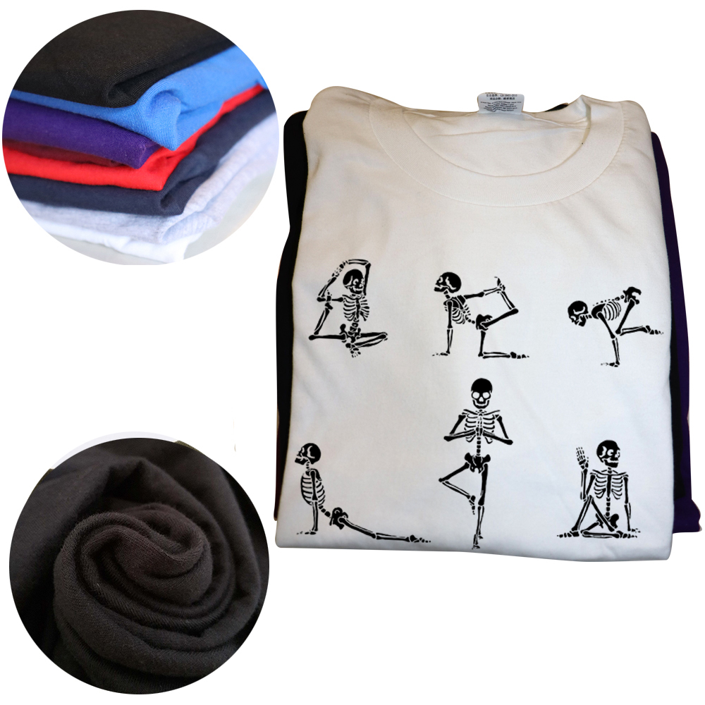 Lustige Yoga Skeleton T Shirts Baumwolle Grafik Streetwear Kurzarm Geburtstag Geschenke Sommer Stil T-shirt Herren Kleidung – Detail 4