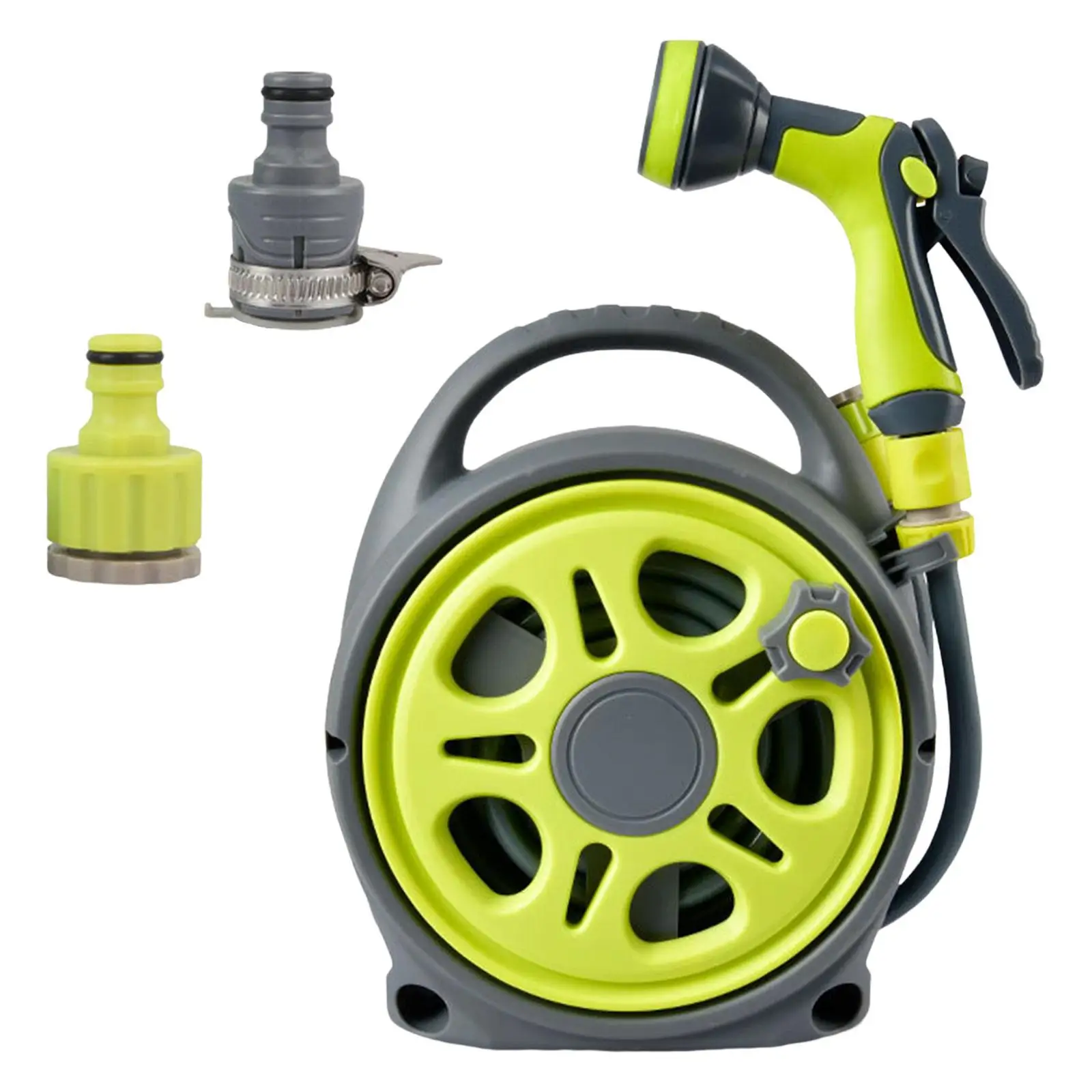 Portable Garden Hose Reel 7 Function Nozzle Heavy Duty 16M for Cleaning