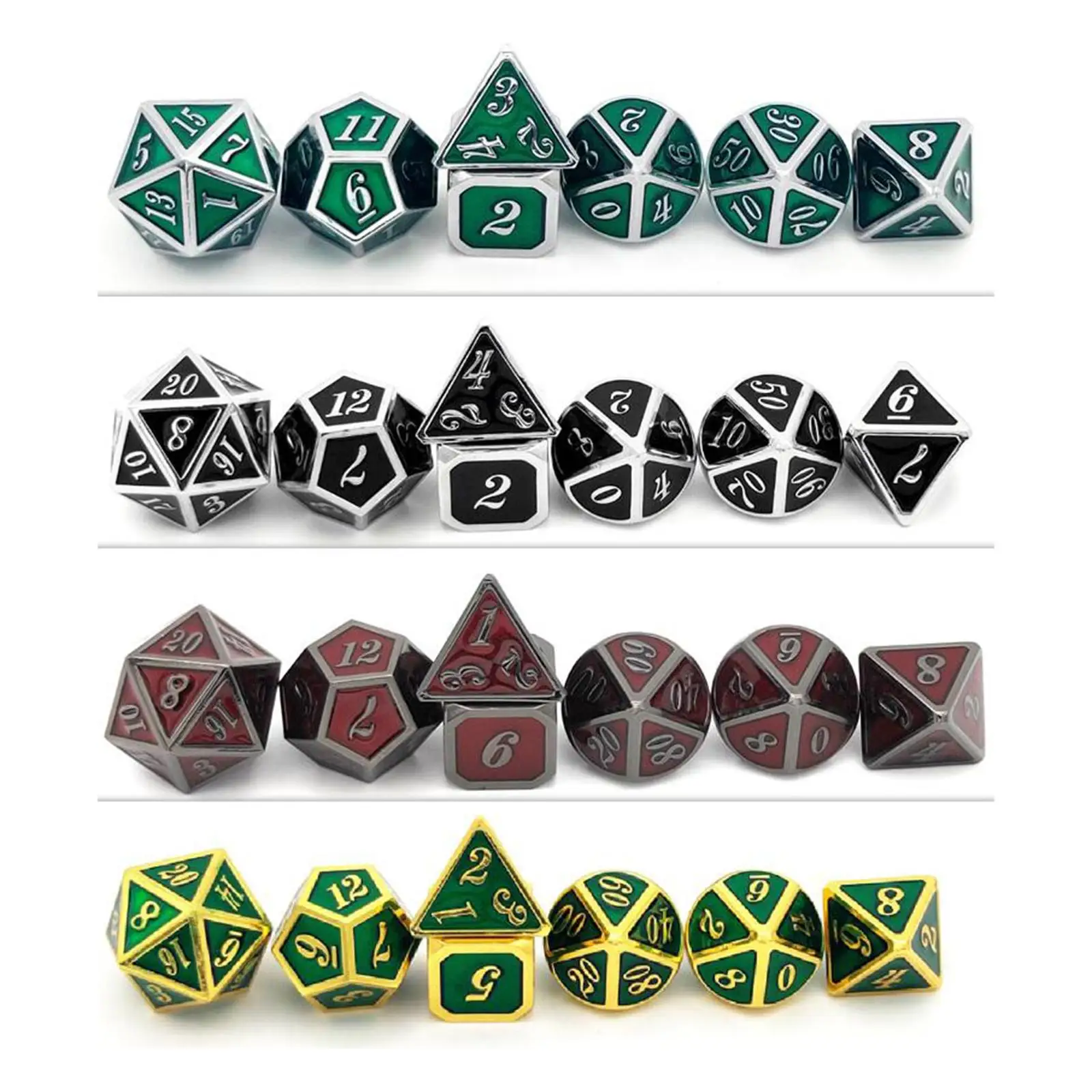 Metal Polyhedral Dice 7Pcs Set Handmade Versatile Reusable Smooth Surface Aluminum Alloy Accessory for Interactive Games 