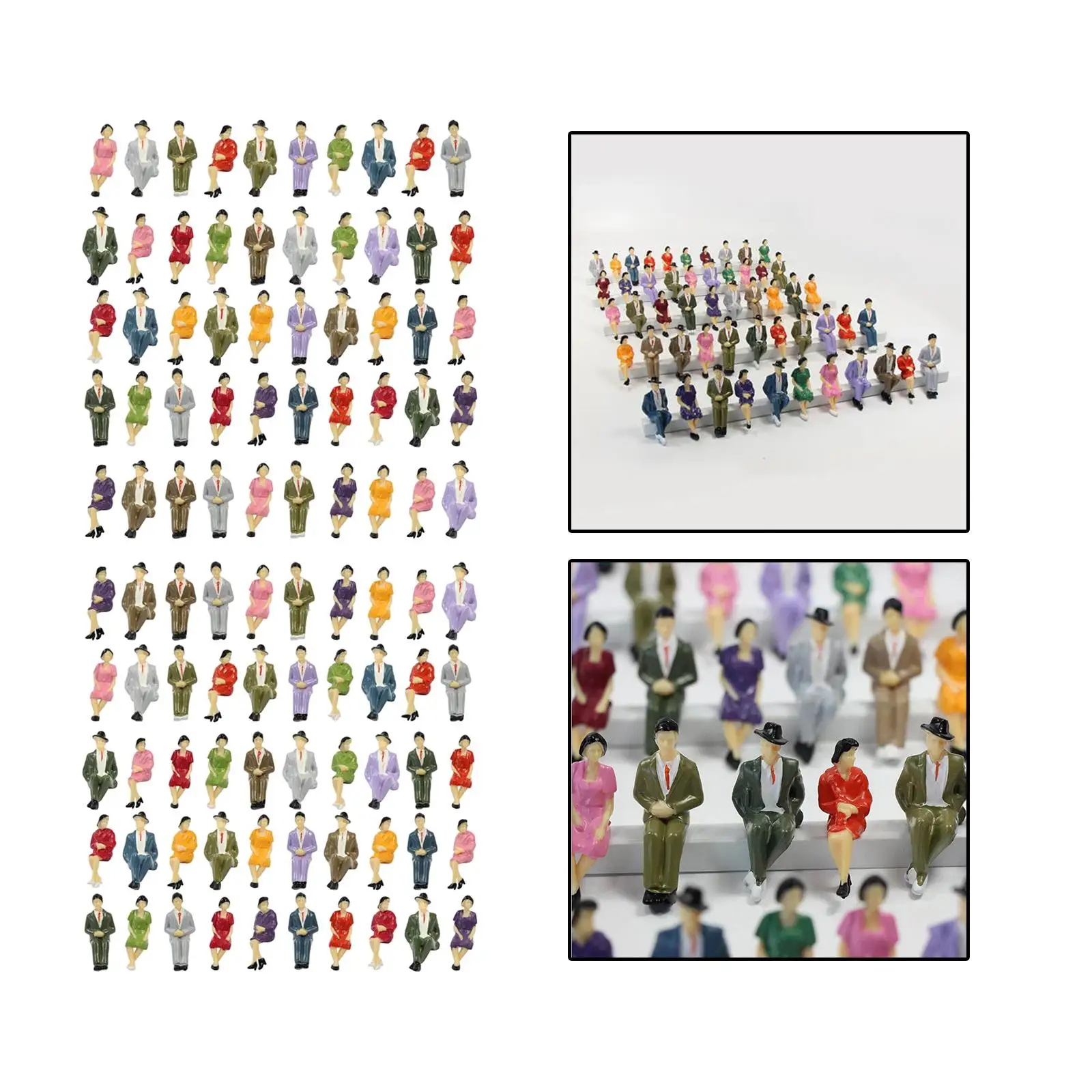 100 Pieces 1/30 Scale Small Figure Handpainted Playset Miniature People for Model Train Station Platform Layout Accessories